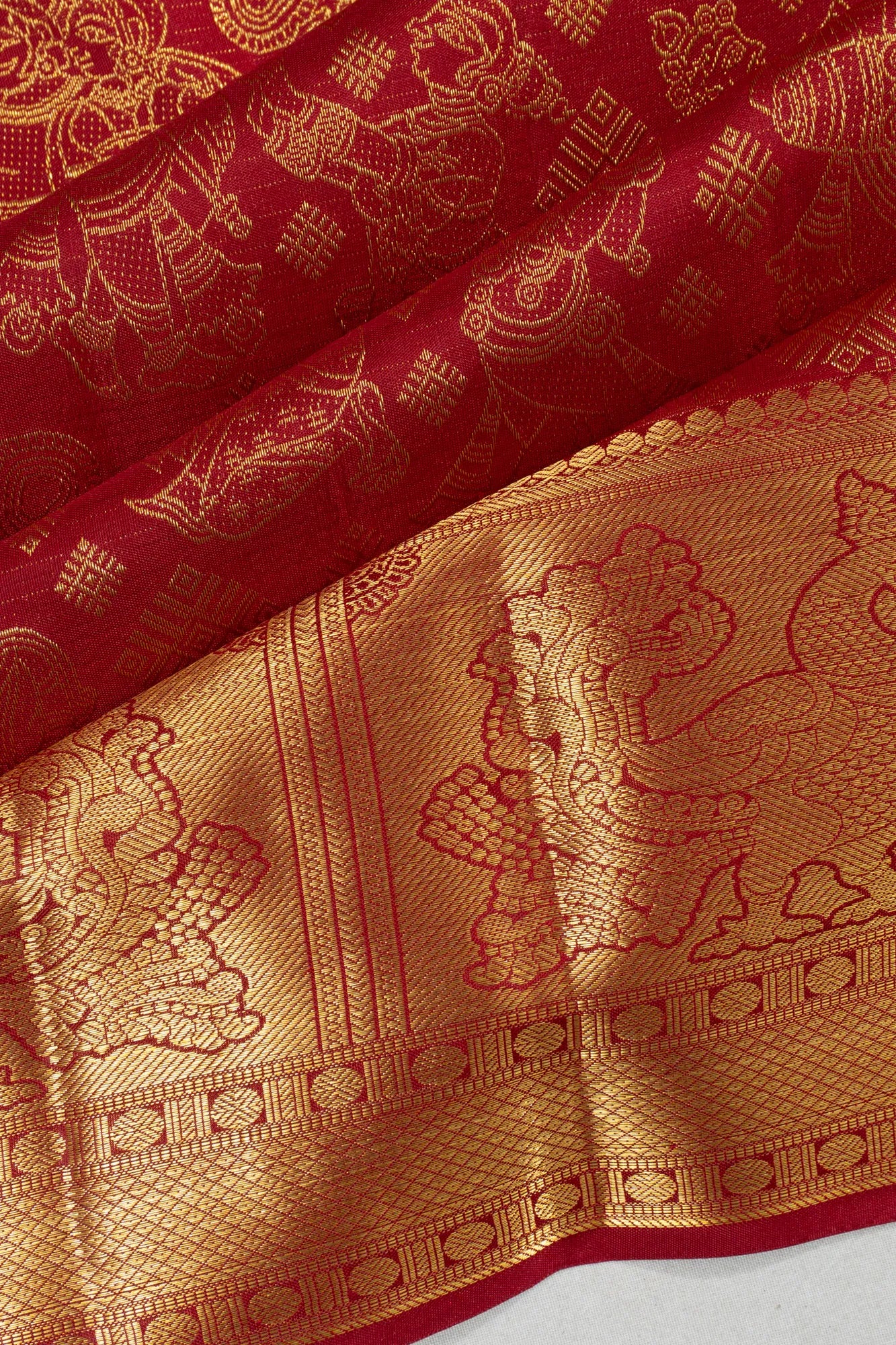 Kanchipuram Silk Brocade Maroon Saree