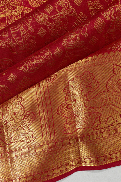 Kanchipuram Silk Brocade Maroon Saree
