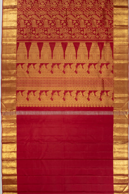 Kanchipuram Silk Brocade Maroon Saree