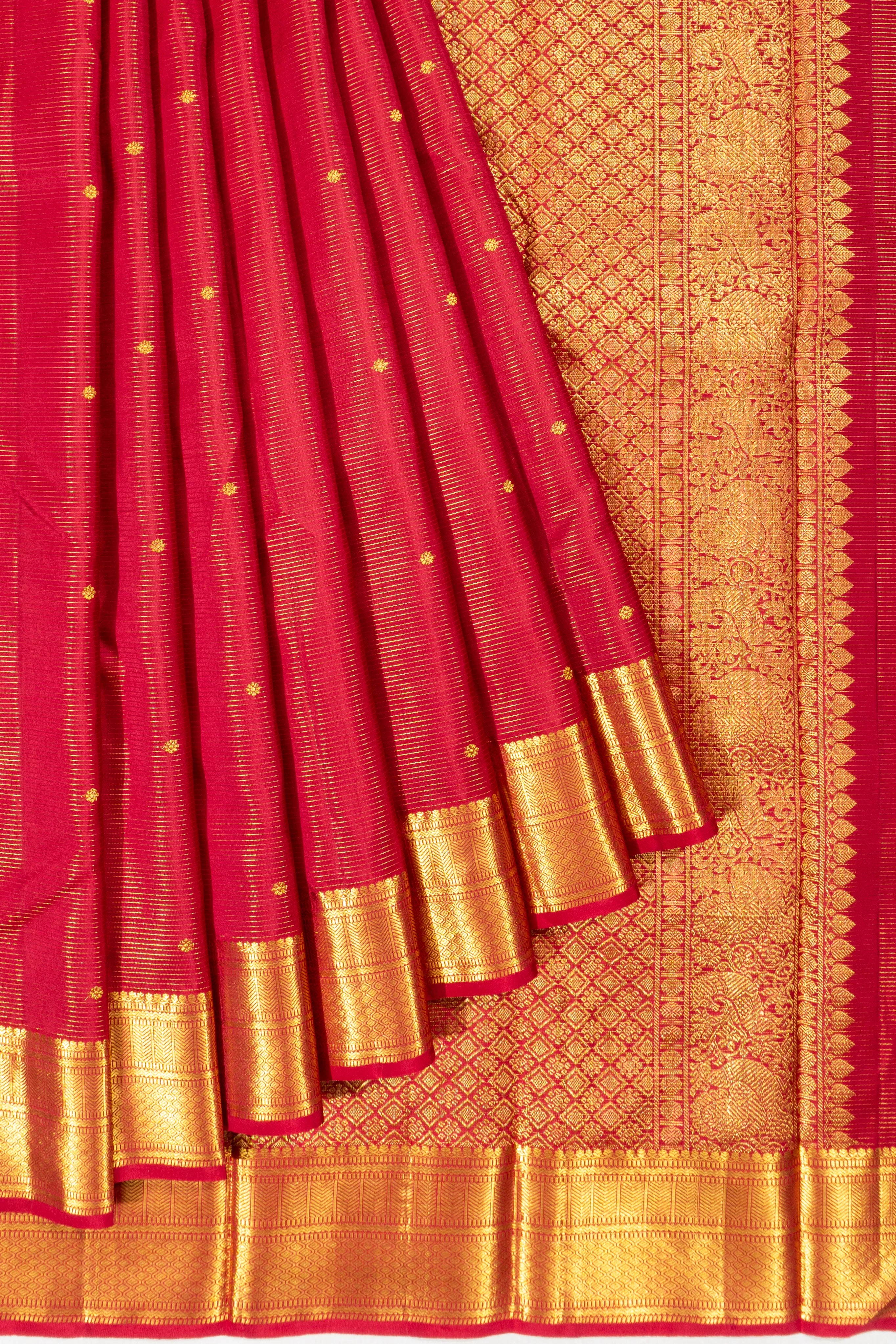 Kanchipuram Silk Oosi Line And Butta Pink Saree