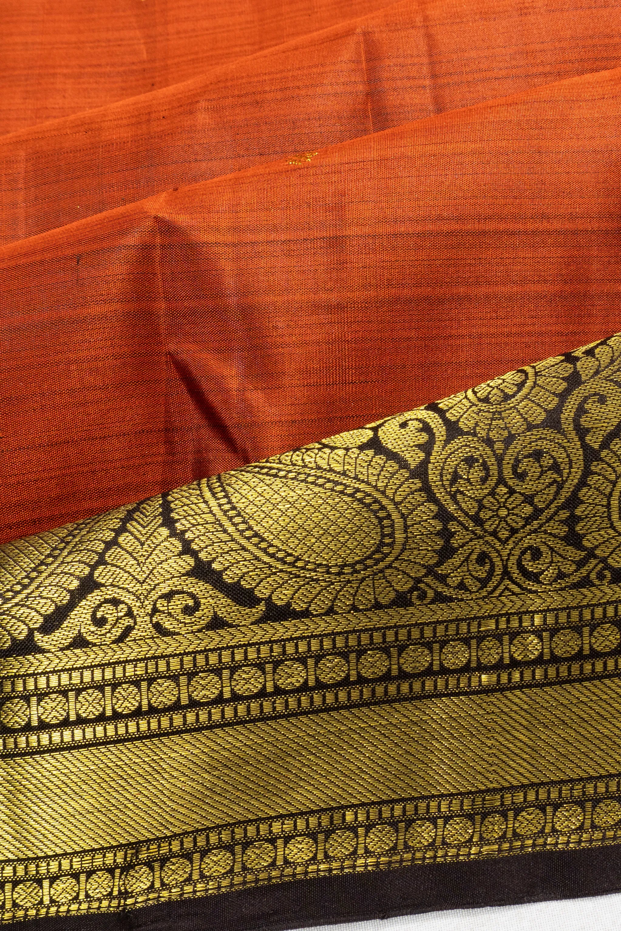 Kanchipuram Silk Butta Rust Orange Saree