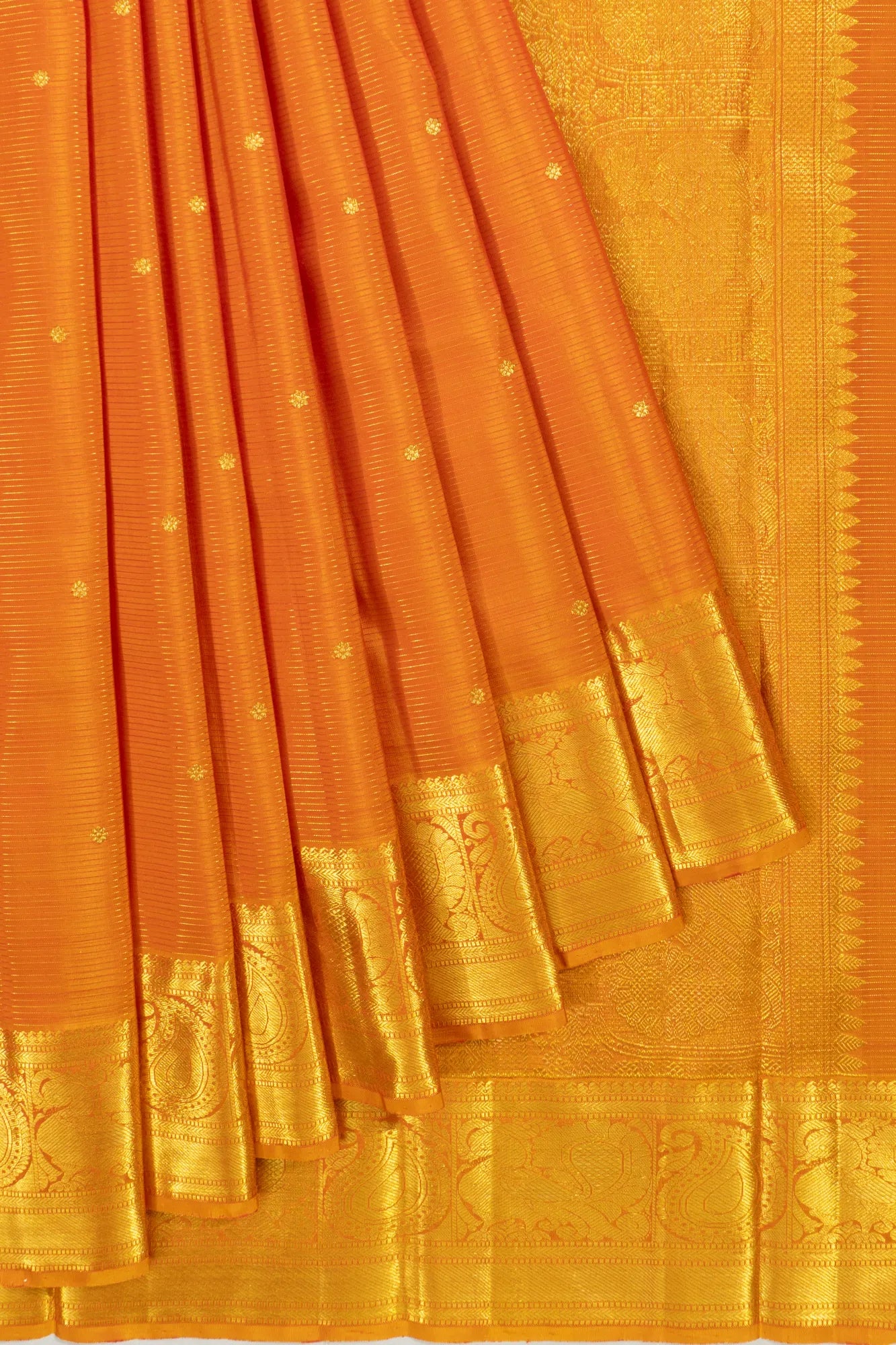 Kanchipuram Silk Oosi Lines And Butta Yellow Saree