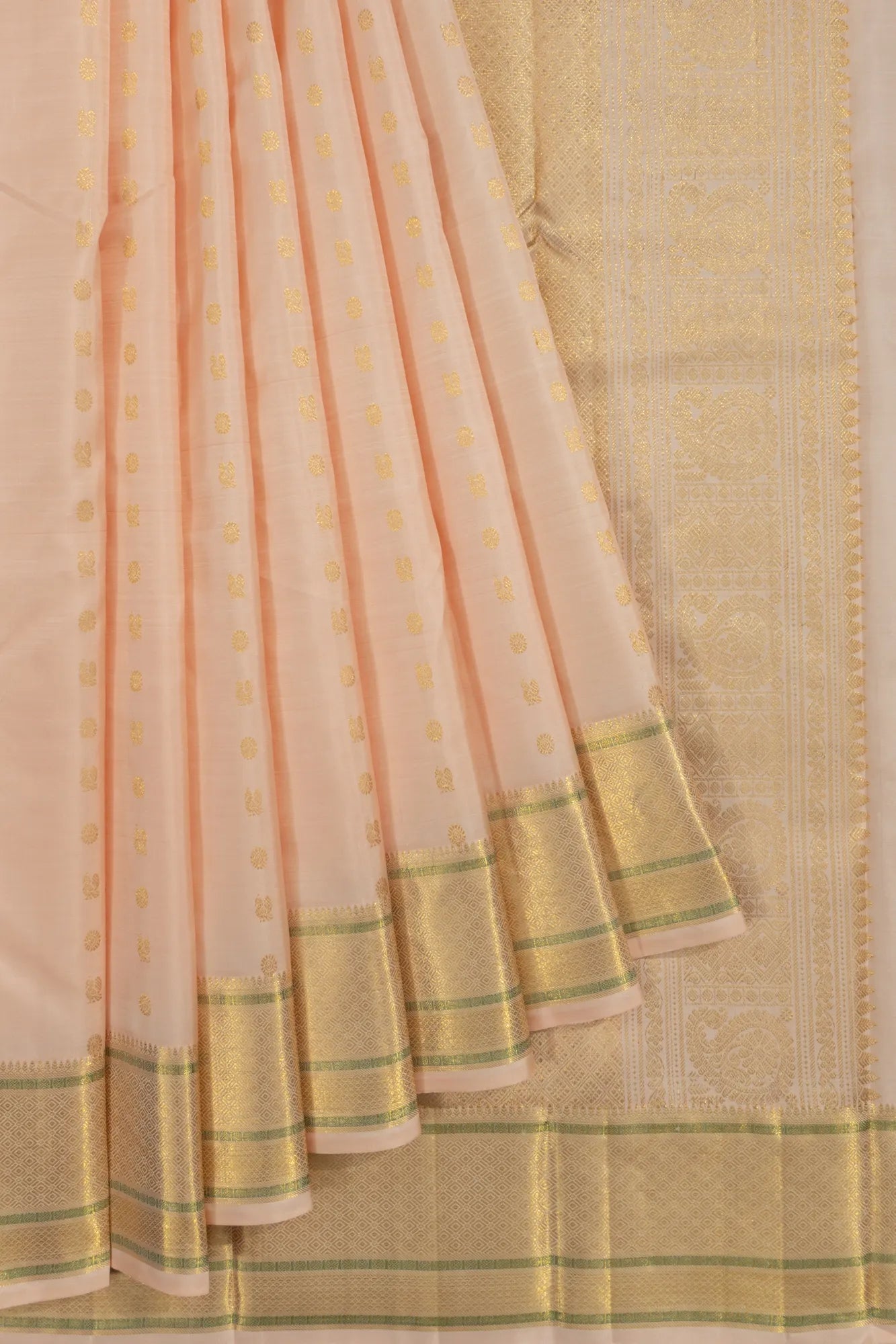 Kanchipuram Silk Butta Cream Saree
