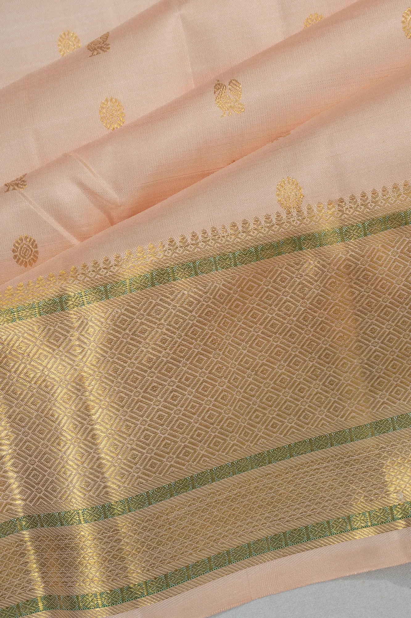 Kanchipuram Silk Butta Cream Saree