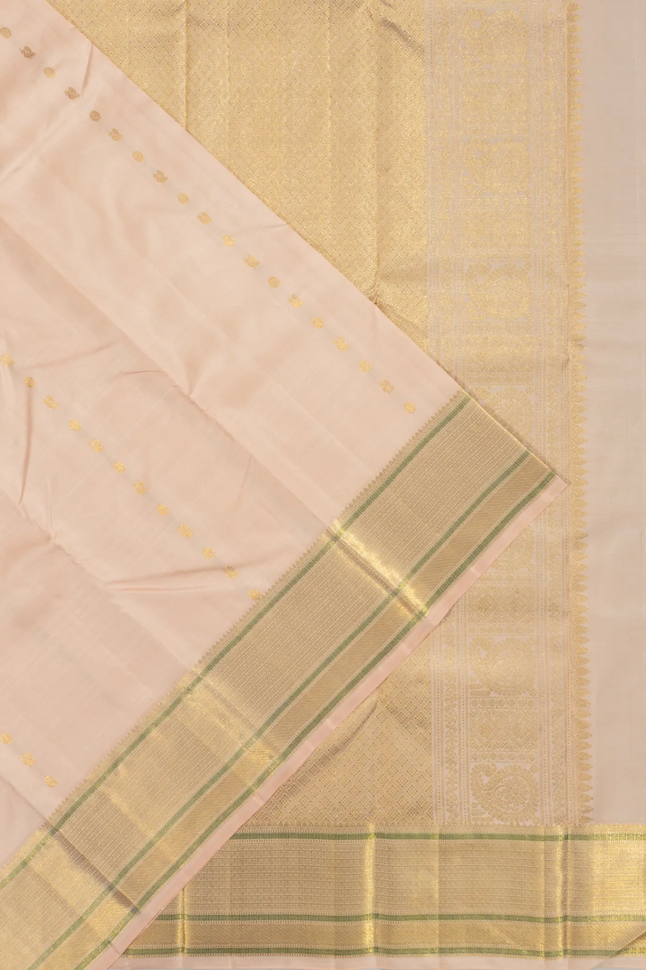 Kanchipuram Silk Butta Cream Saree