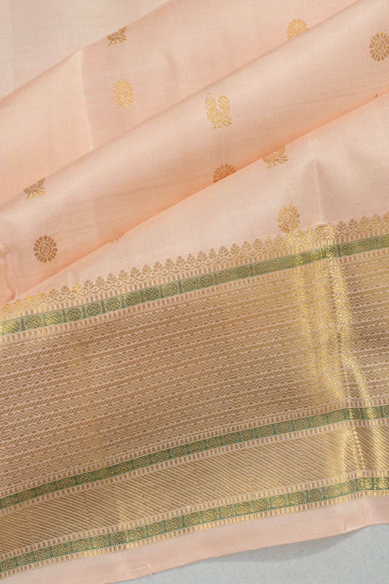 Kanchipuram Silk Butta Cream Saree