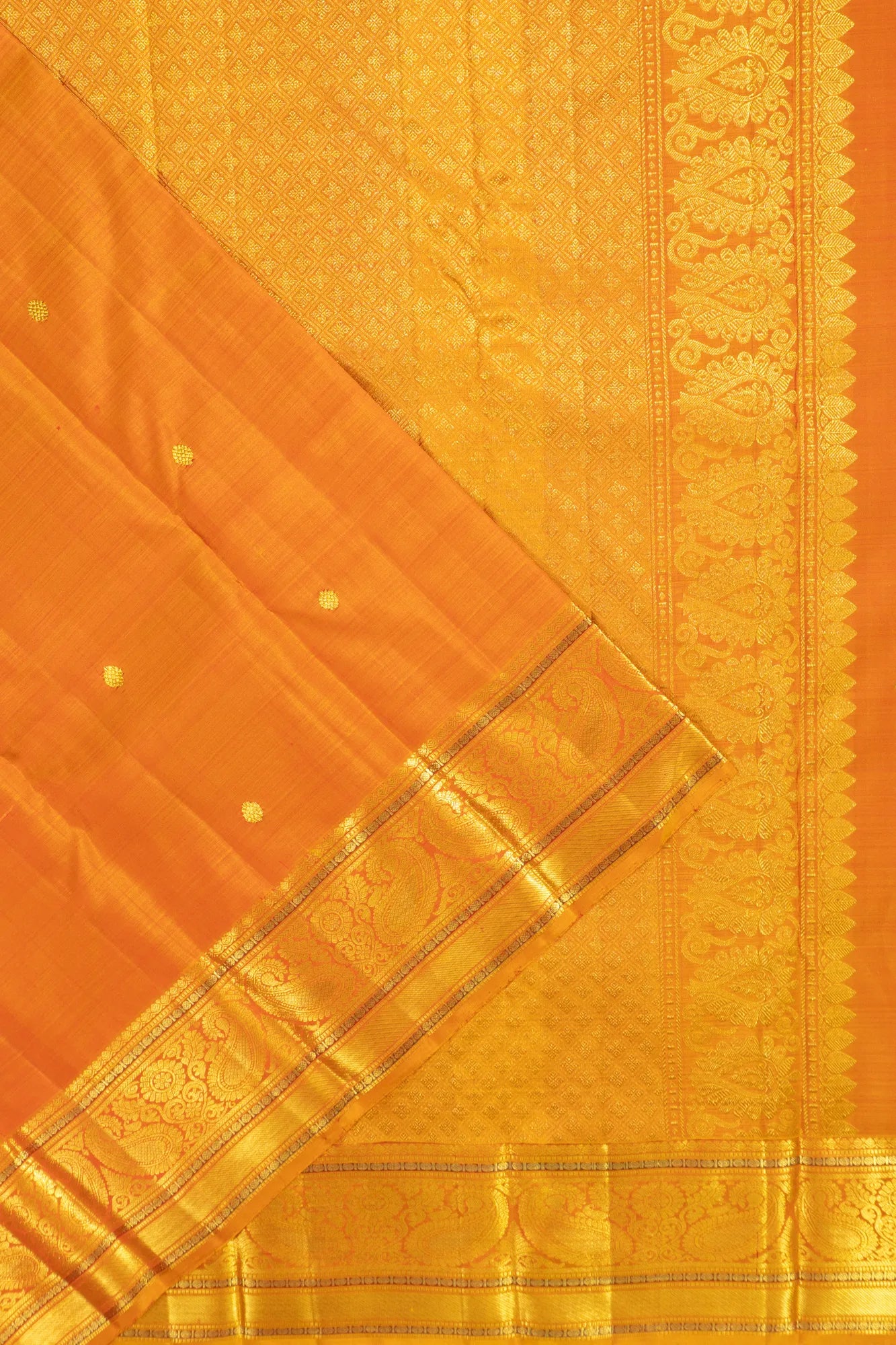 Kanchipuram Silk Butta Mustard Yellow Saree