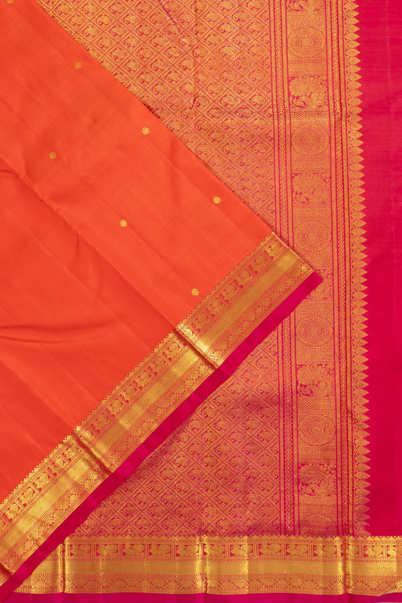Kanchipuram Silk Butta Orange Saree