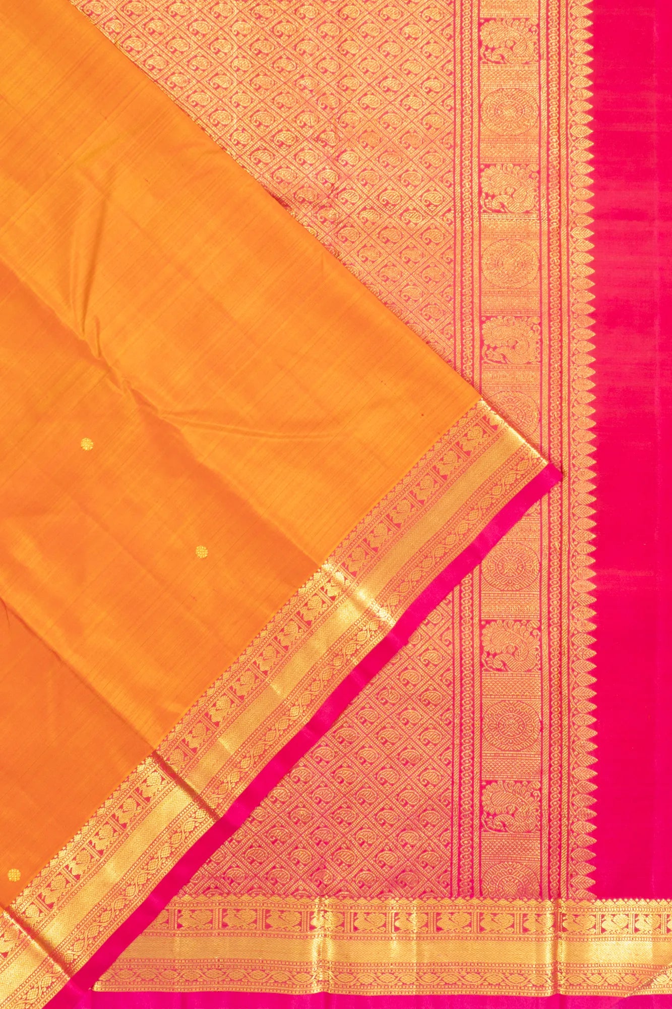 Kanchipuram Silk Butta Mustard Yellow Saree