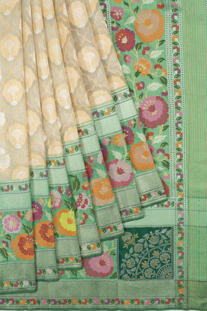 Banarasi Kora Organza Jamdani Jaal Cream Saree
