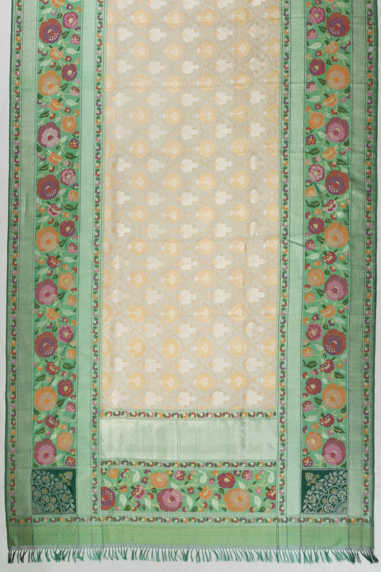 Banarasi Kora Organza Jamdani Jaal Cream Saree