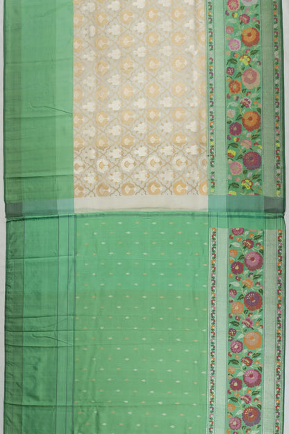 Banarasi Kora Organza Jamdani Jaal Cream Saree