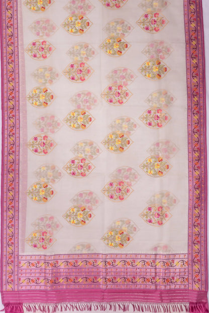 Banarasi Kora Organza Jamdani Butta White Saree