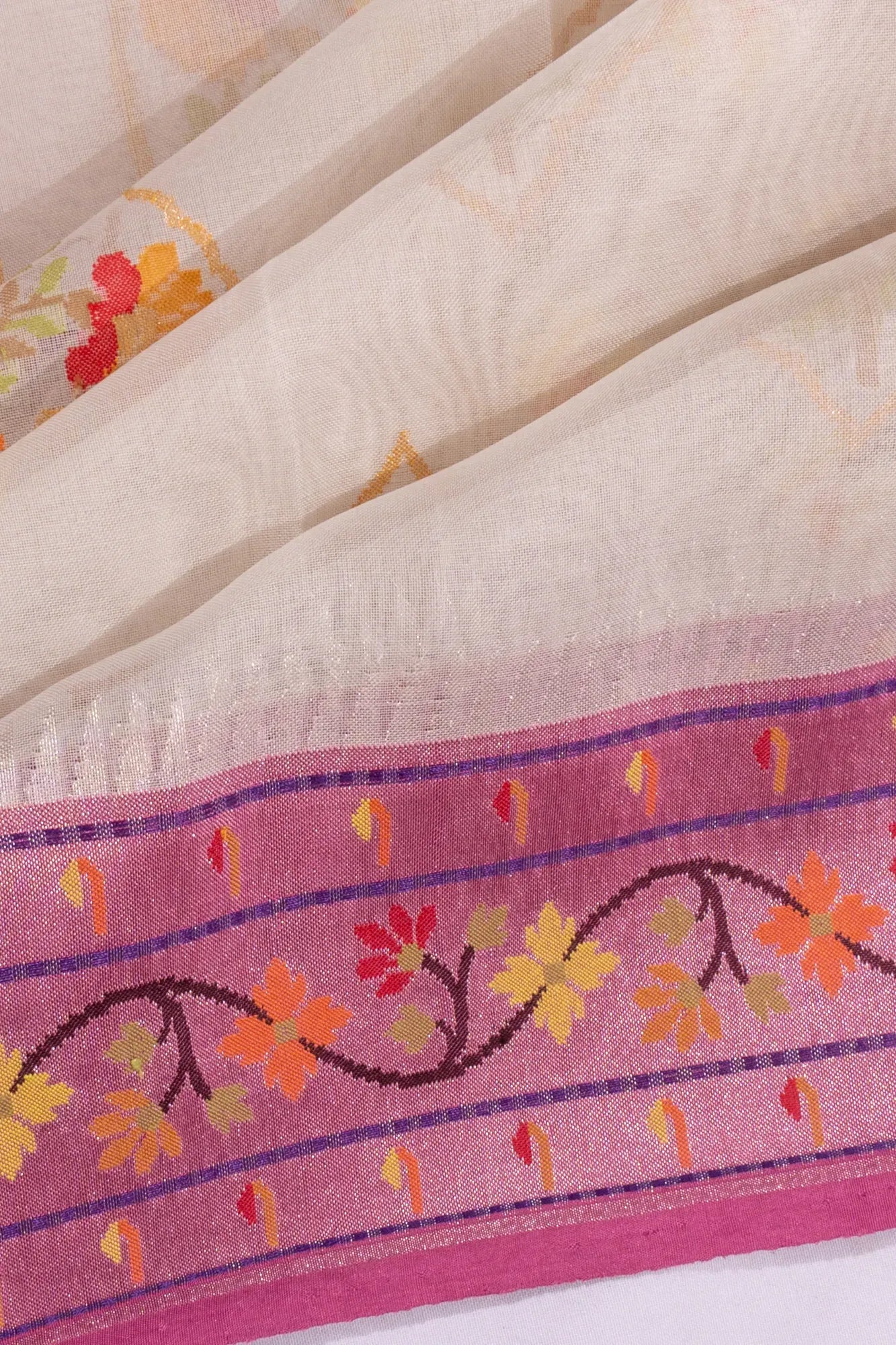 Banarasi Kora Organza Jamdani Butta White Saree