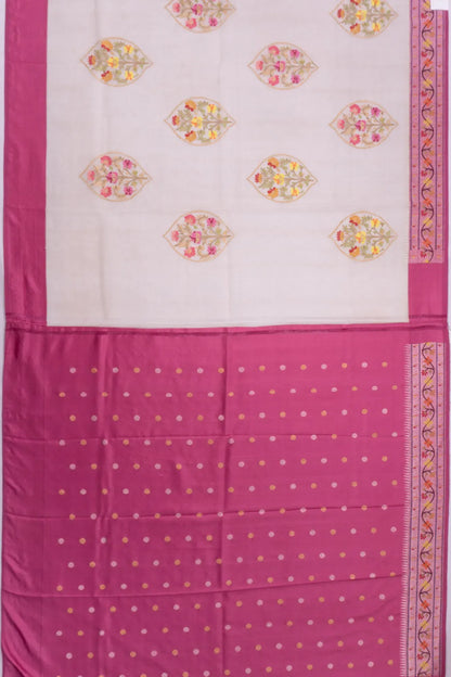 Banarasi Kora Organza Jamdani Butta White Saree