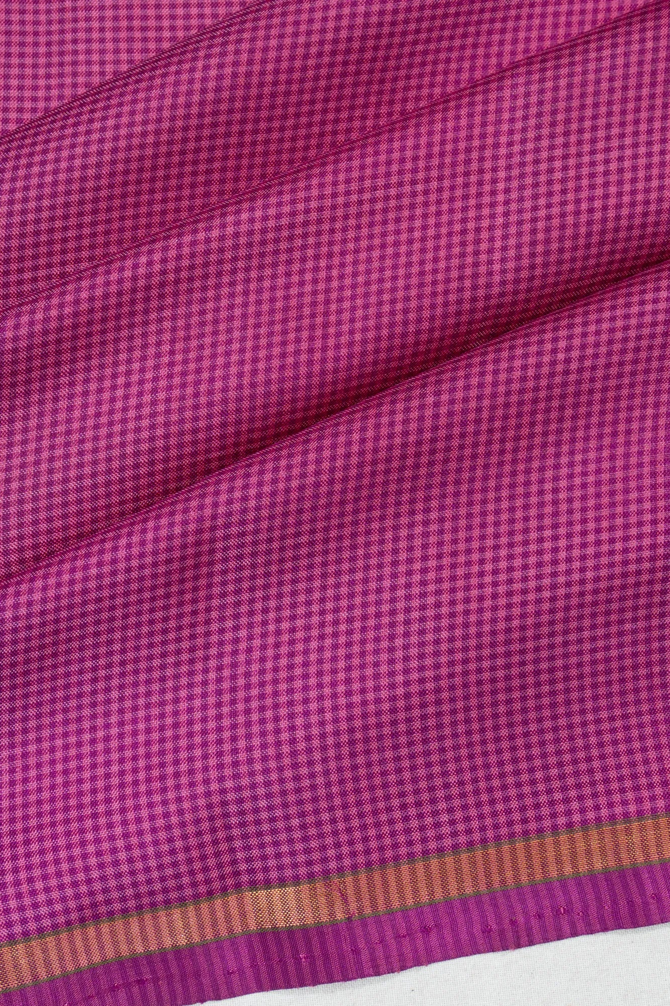 Banarasi Silk Checks Rani Pink Saree With Butta Blouse