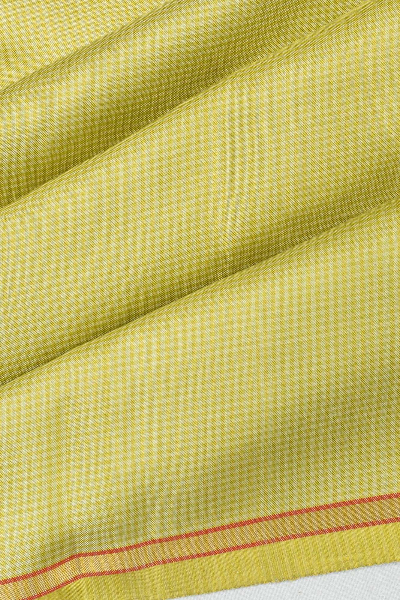 Banarasi Silk Checks Pastel Green Saree With Butta Blouse