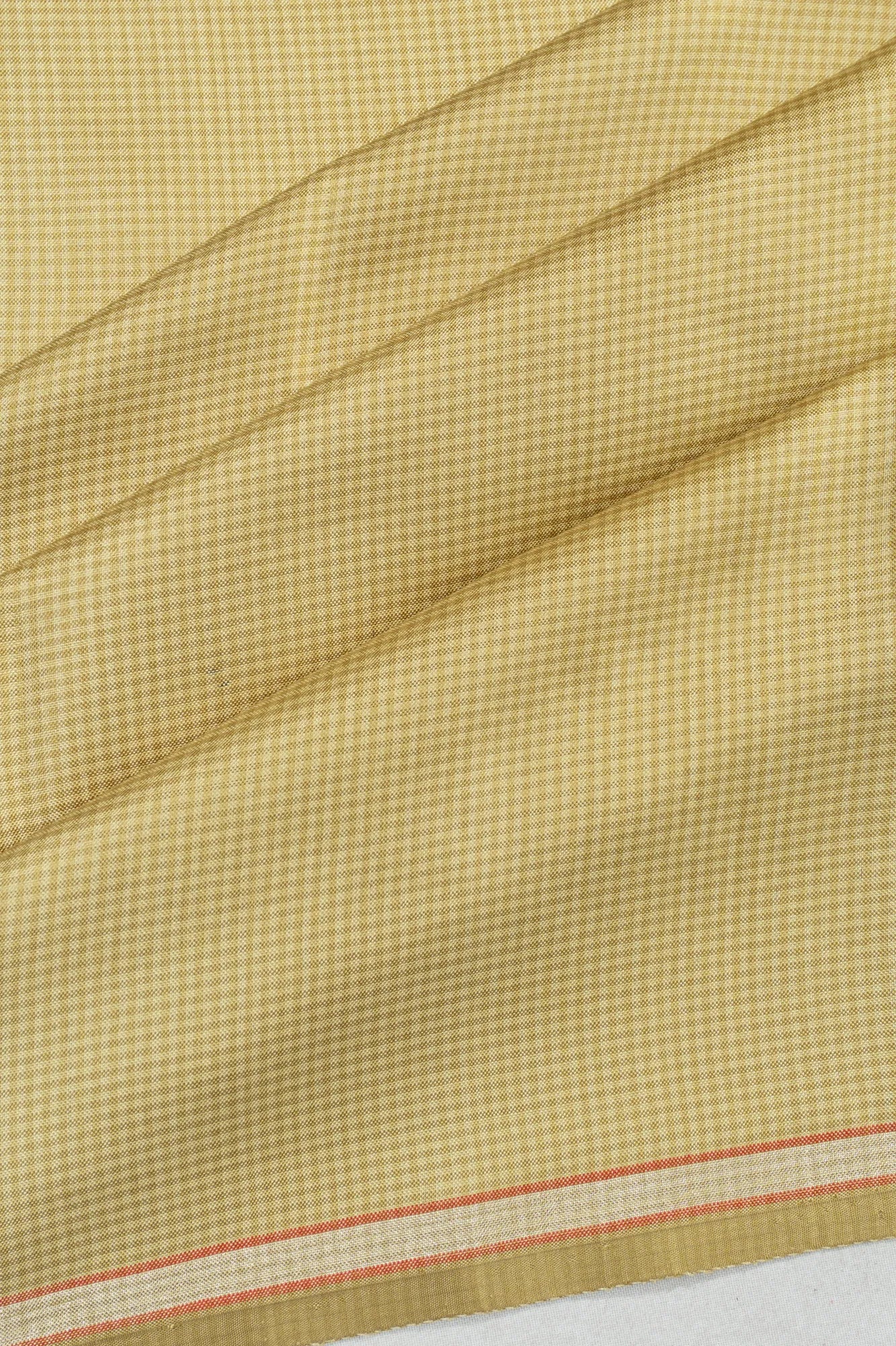 Banarasi Silk Checks Green Saree With Butta Blouse