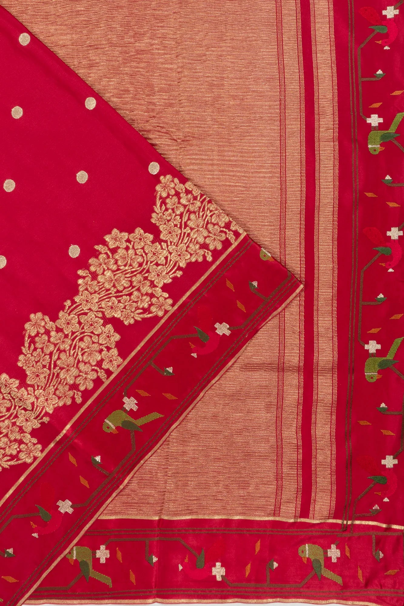 Crepe Georgette Butta Rani Pink Saree With Embroidery Border