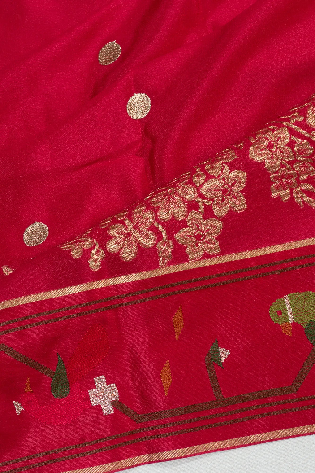 Crepe Georgette Butta Rani Pink Saree With Embroidery Border