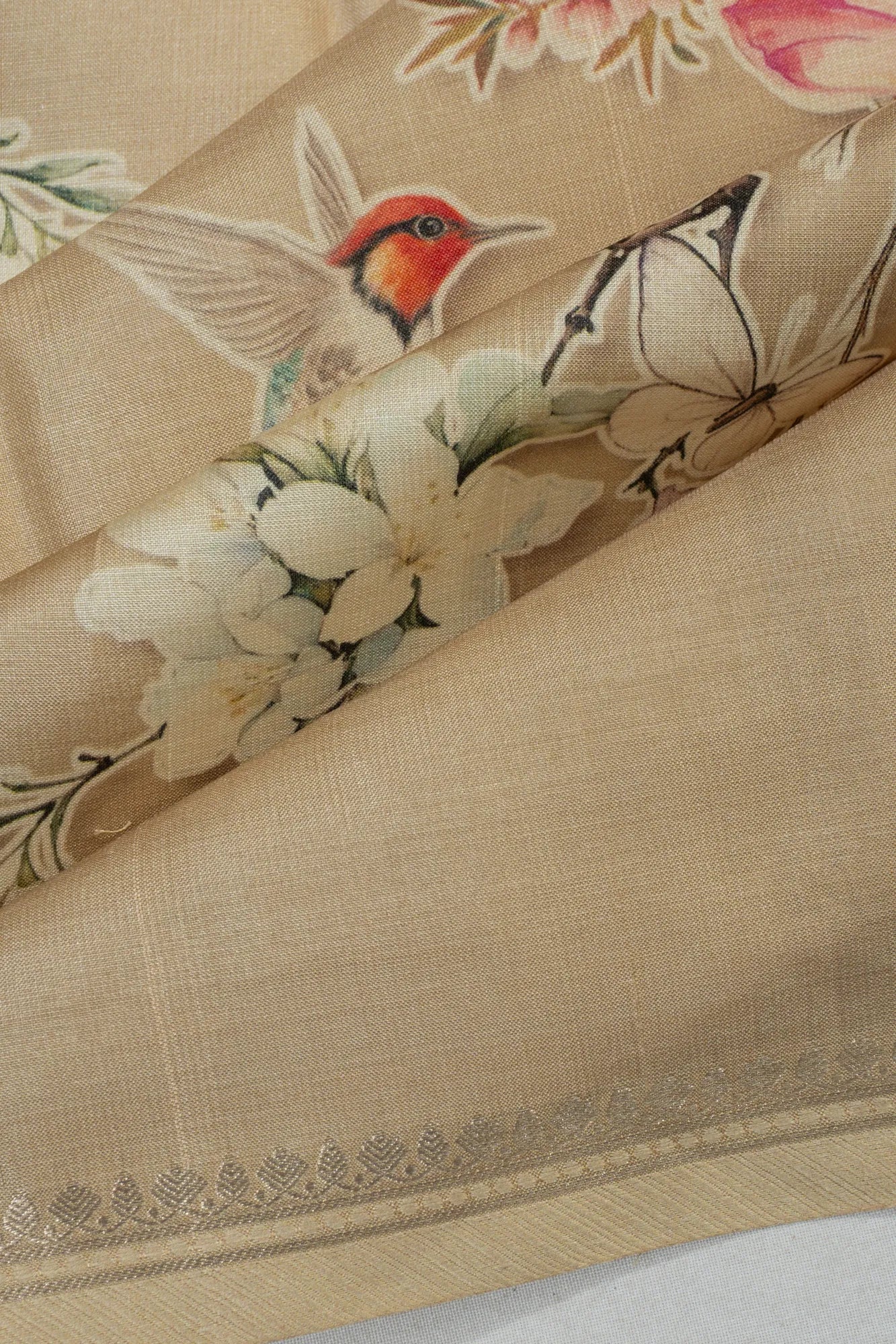 Tussar Floral Printed Pastel Green Saree