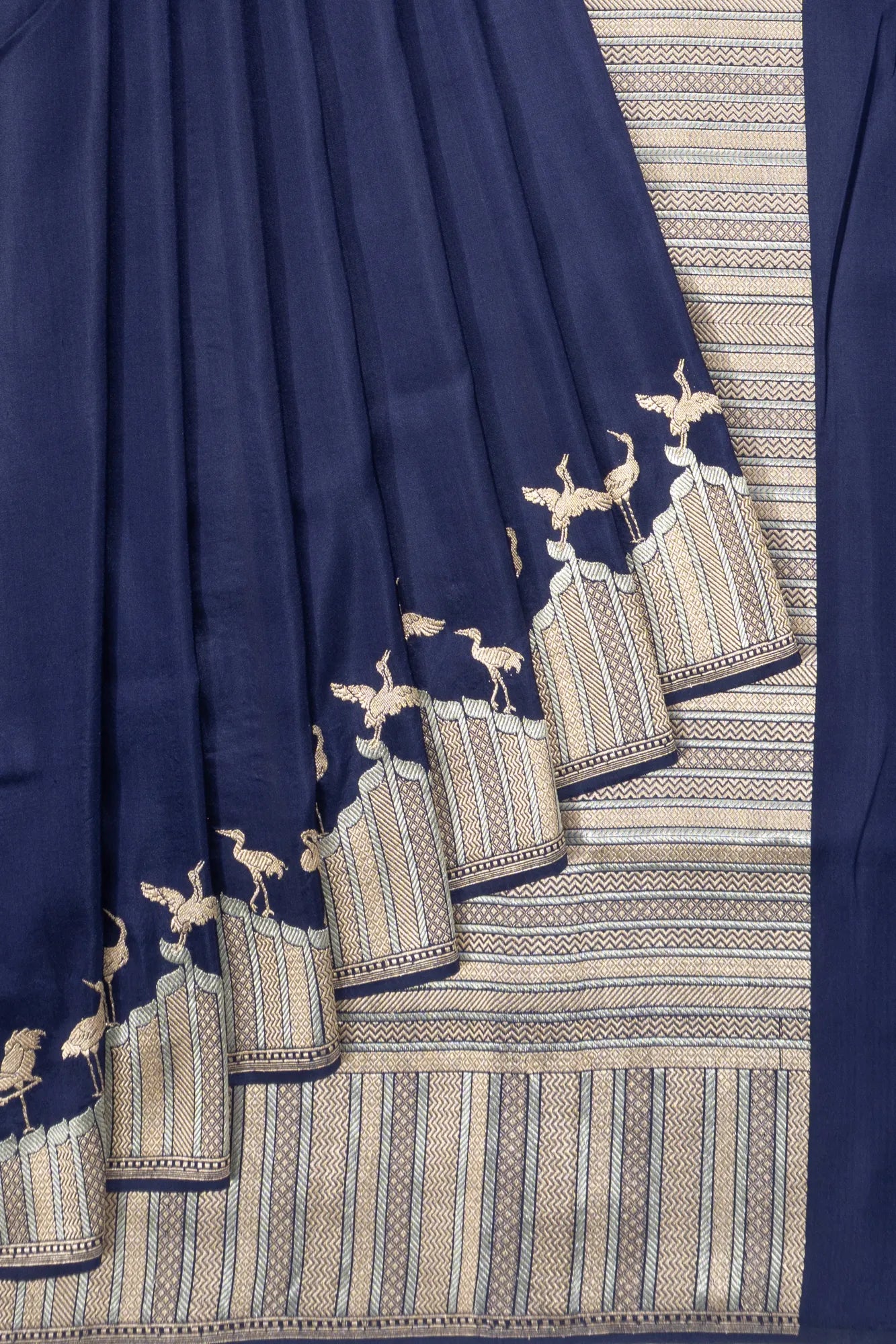 Banarasi Silk Plain Dark Blue Saee