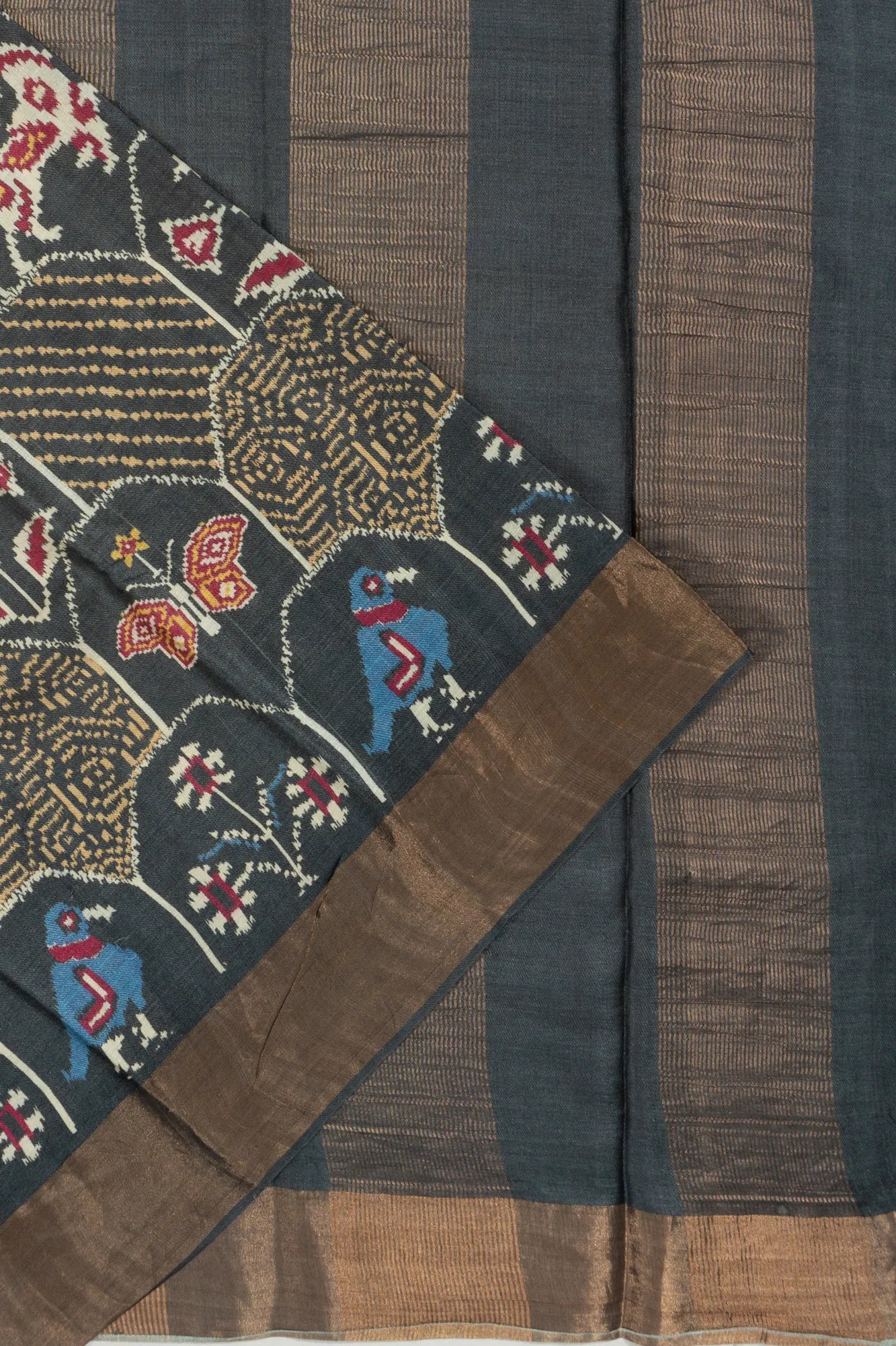 Tussar Printed Green Saree