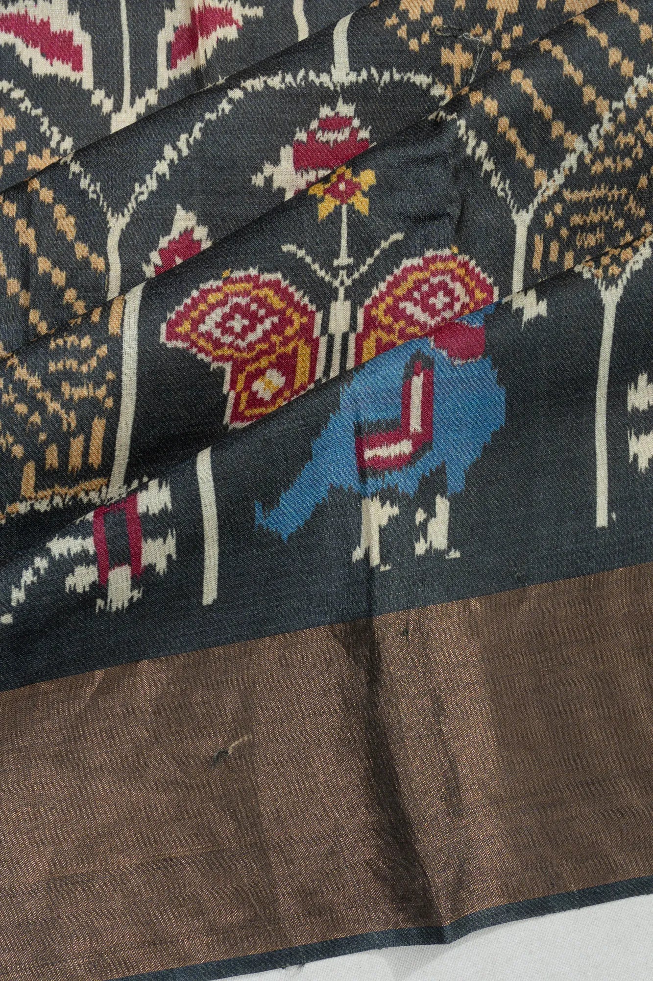 Tussar Printed Green Saree