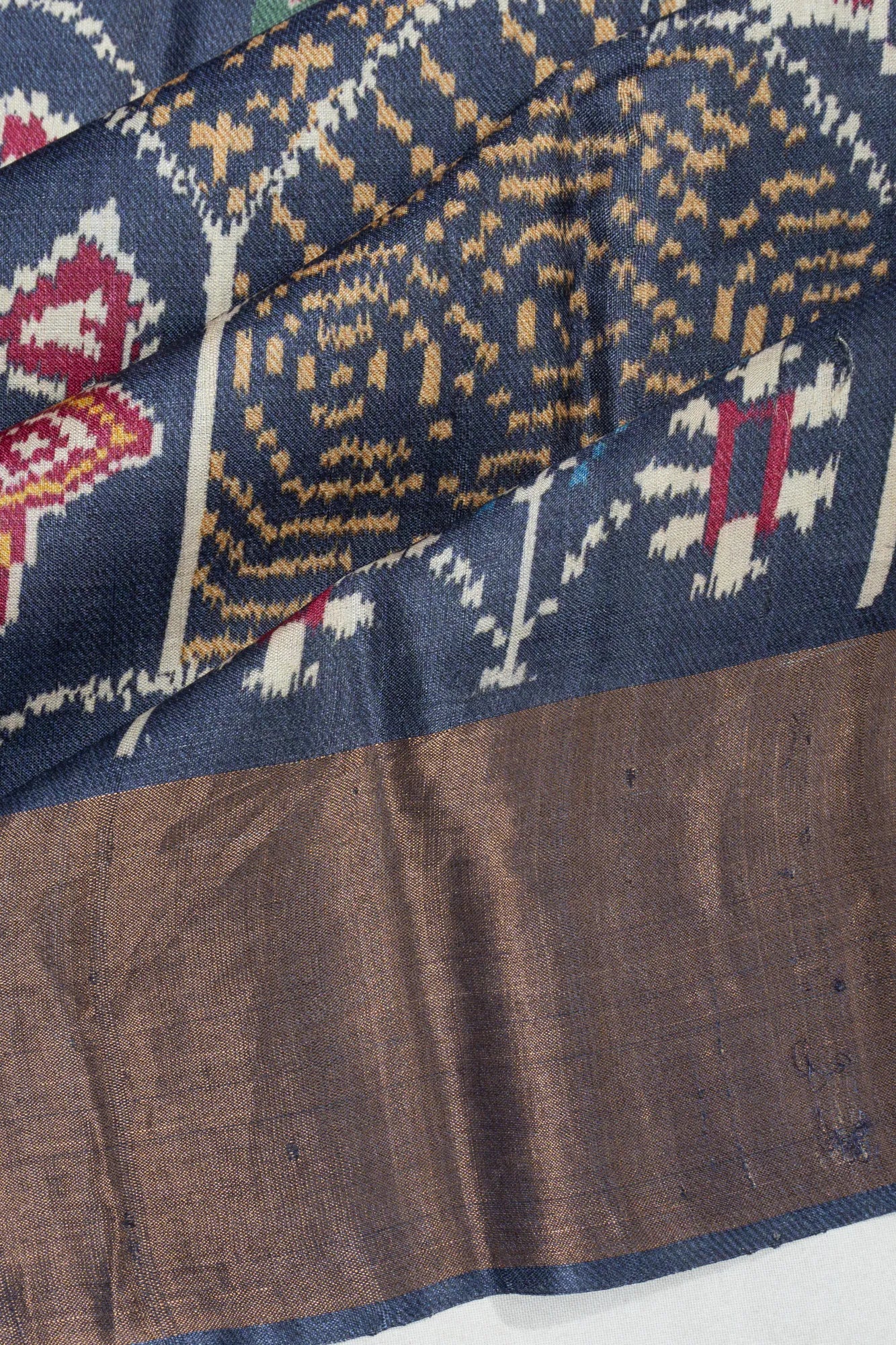 Tussar Printed Blue Saree