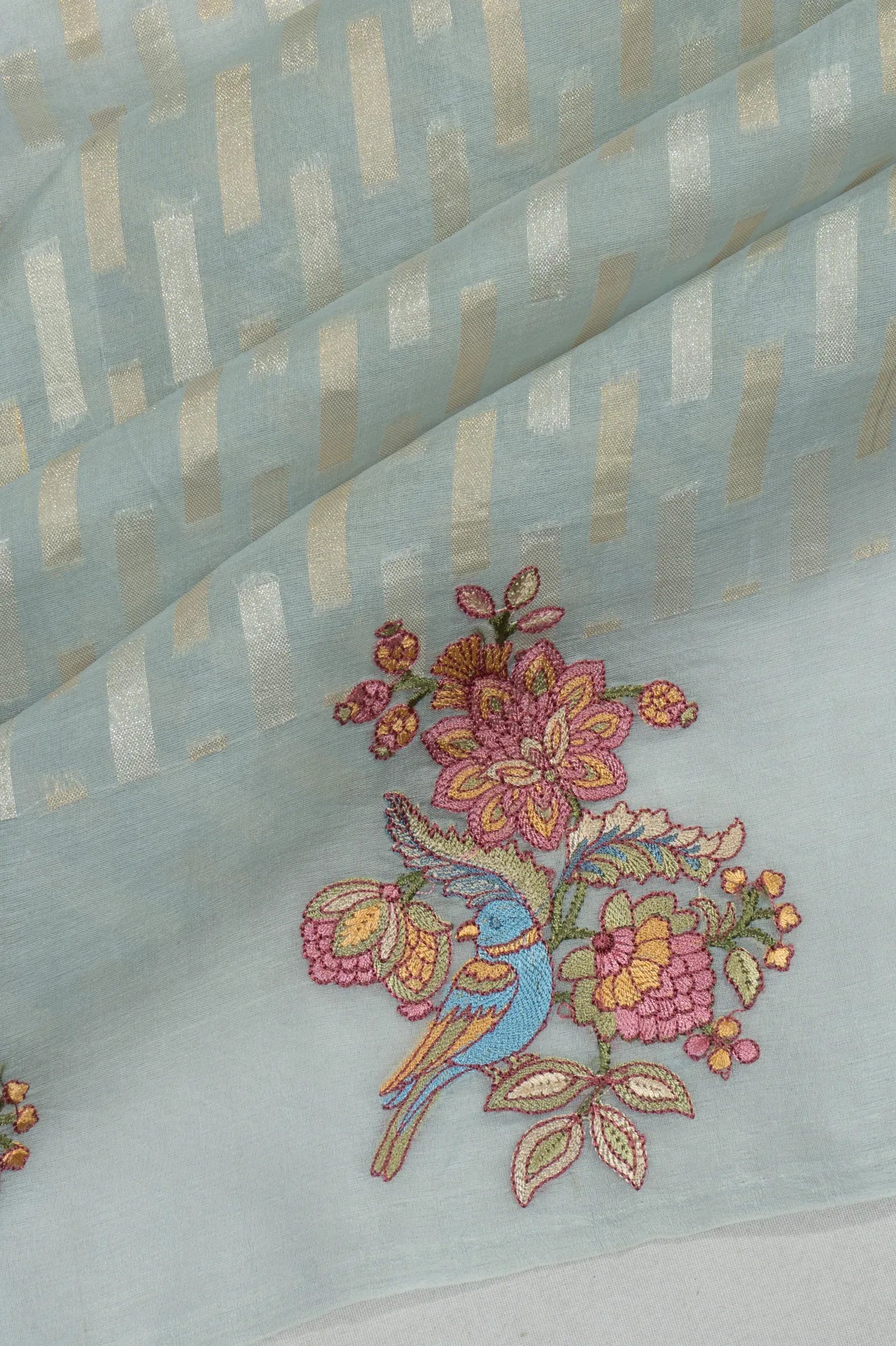 Organza Brocade Sage Green Saree With Embroidery Border