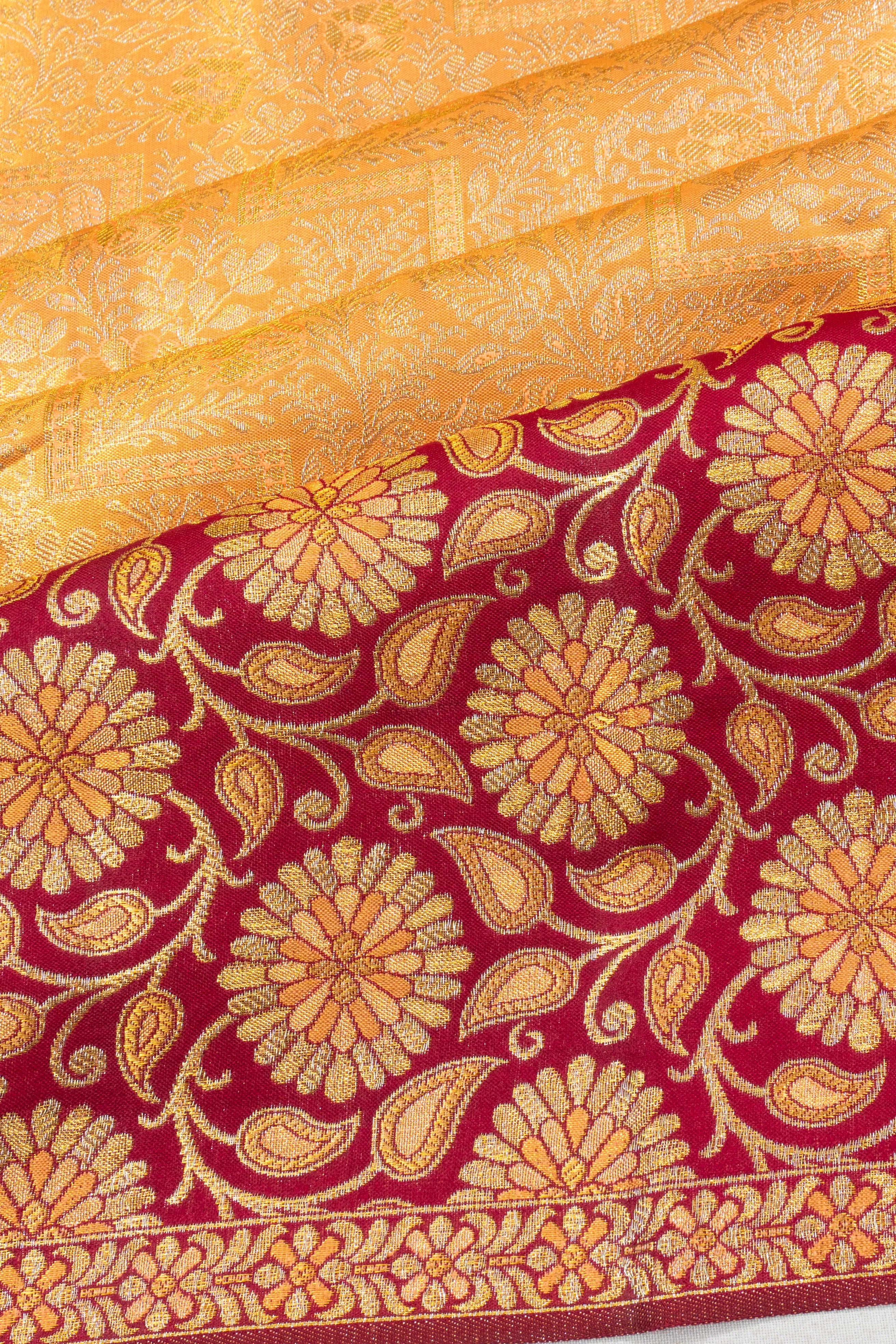 Taranga Kanchi Silk Tissue Brocade Gold Saree