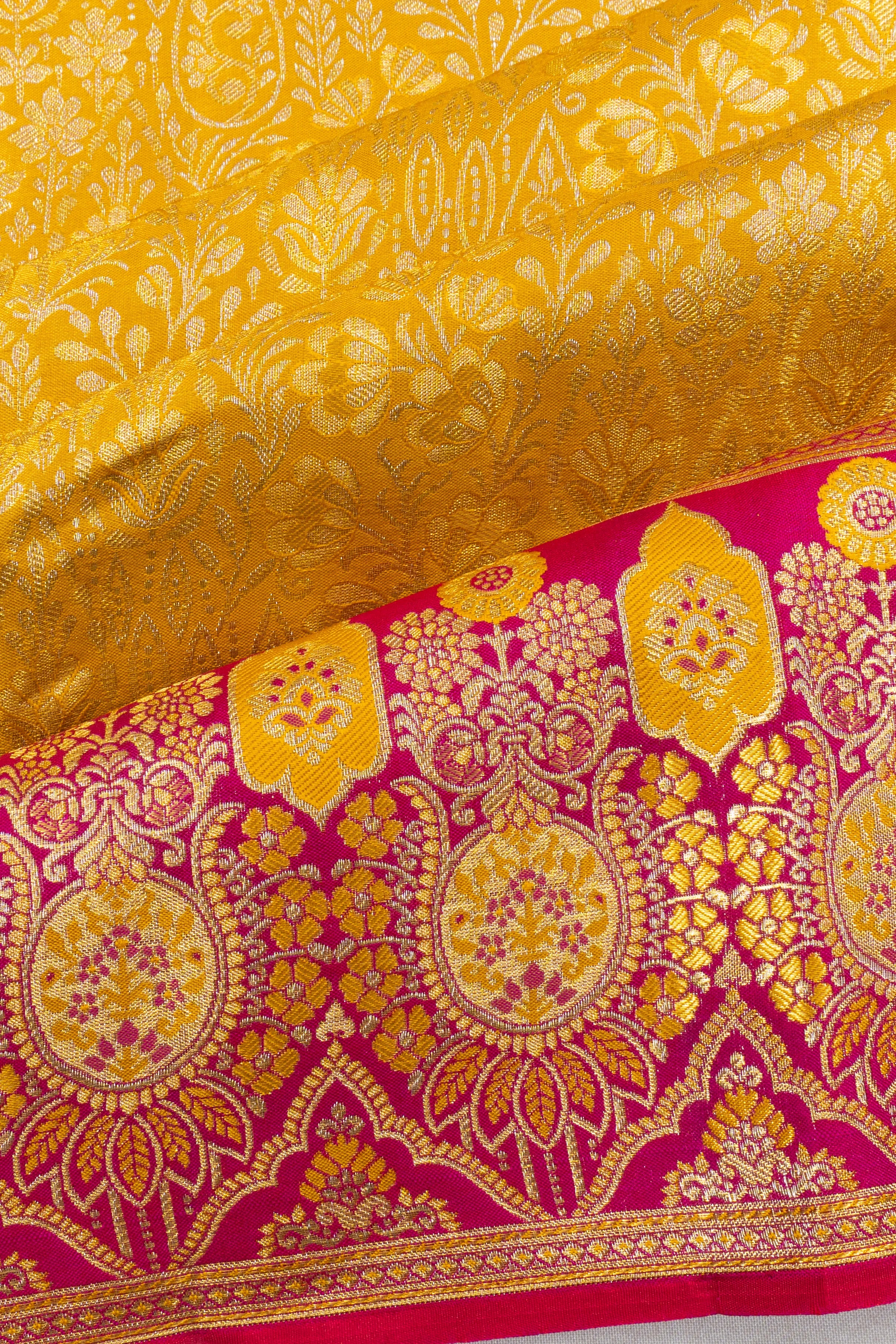 Taranga Kanchi Silk Tissue Brocade Gold Saree