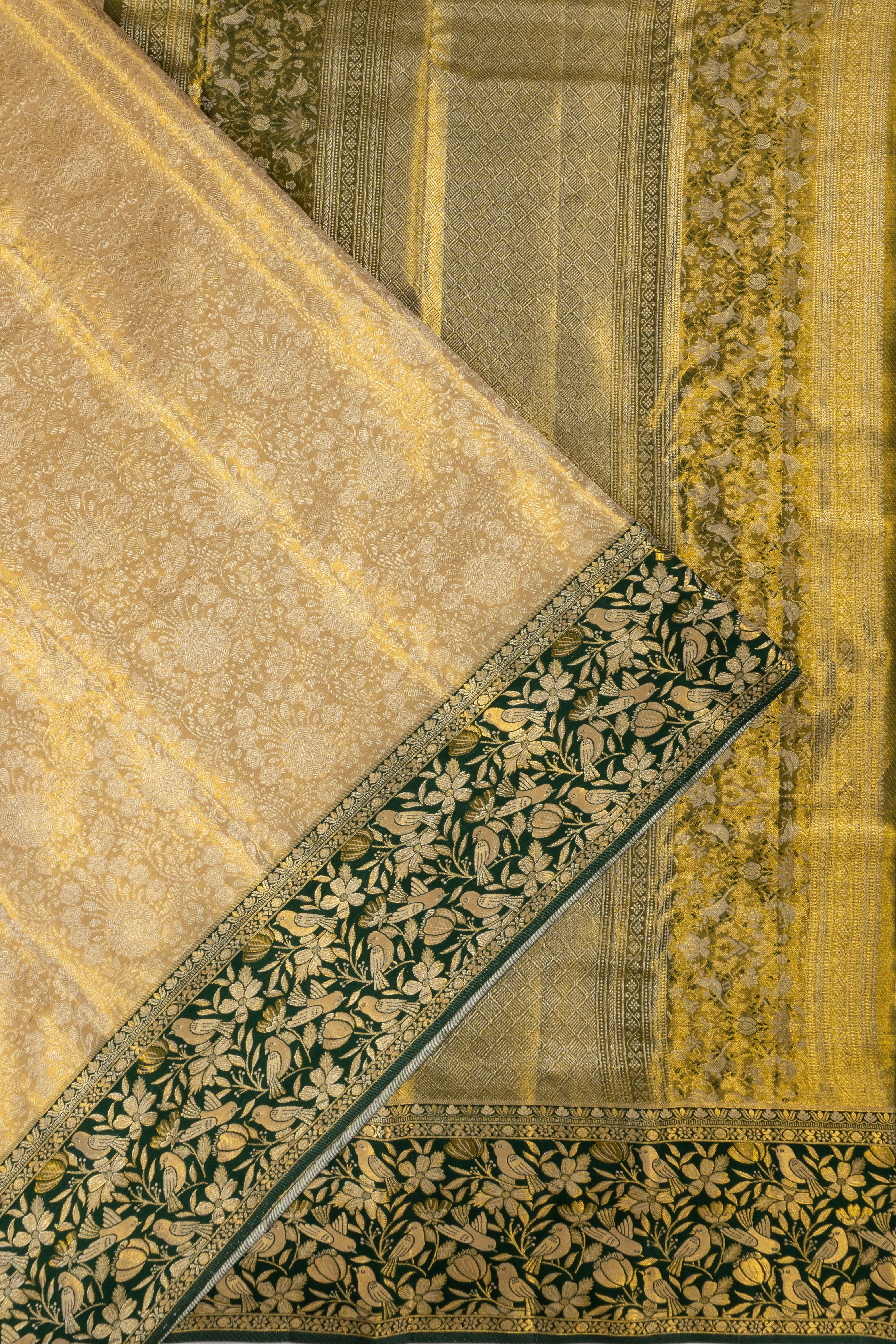 Taranga Kanchi Silk Tissue Brocade Gold Saree