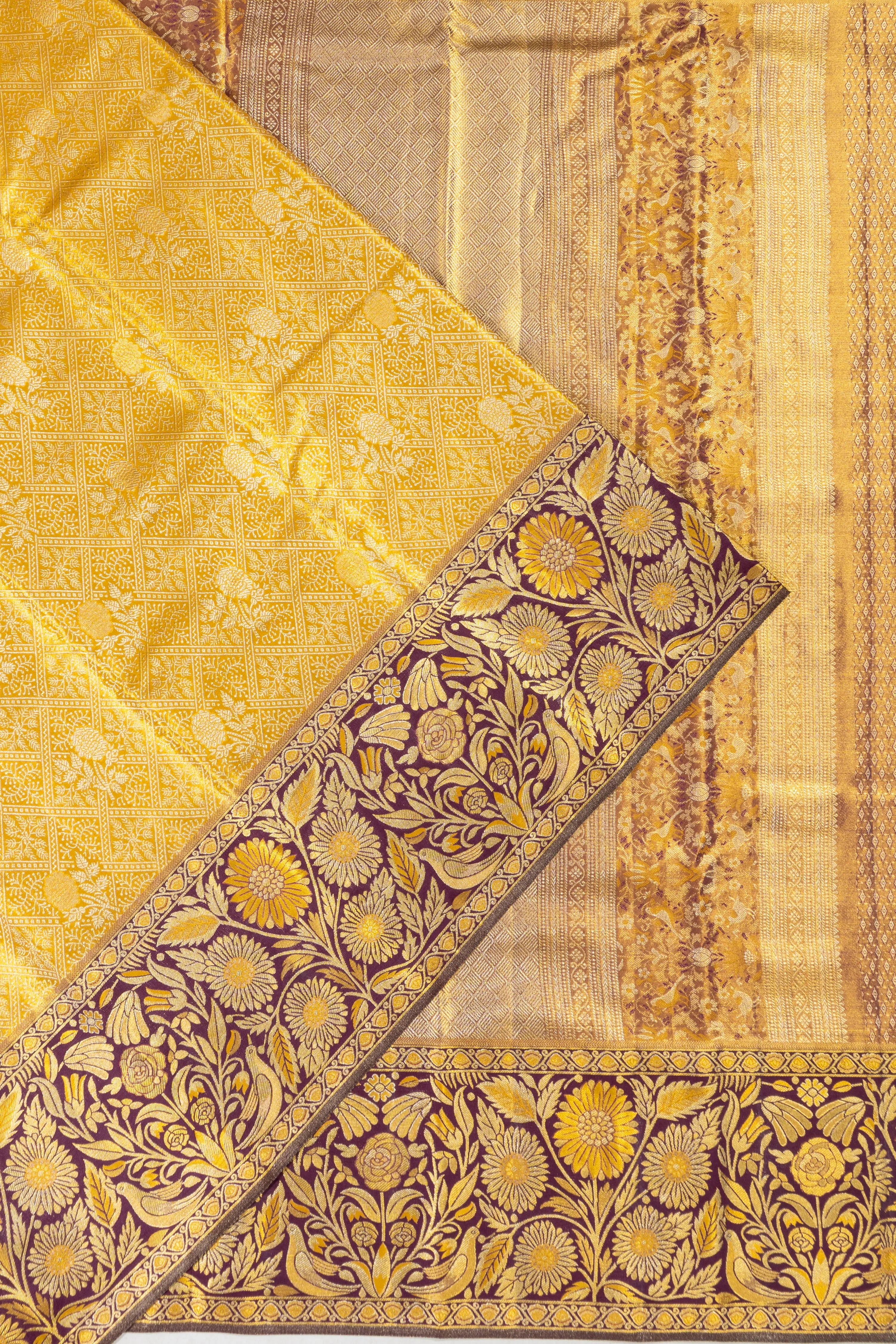 Taranga Kanchi Silk Tissue Brocade Yellow Saree