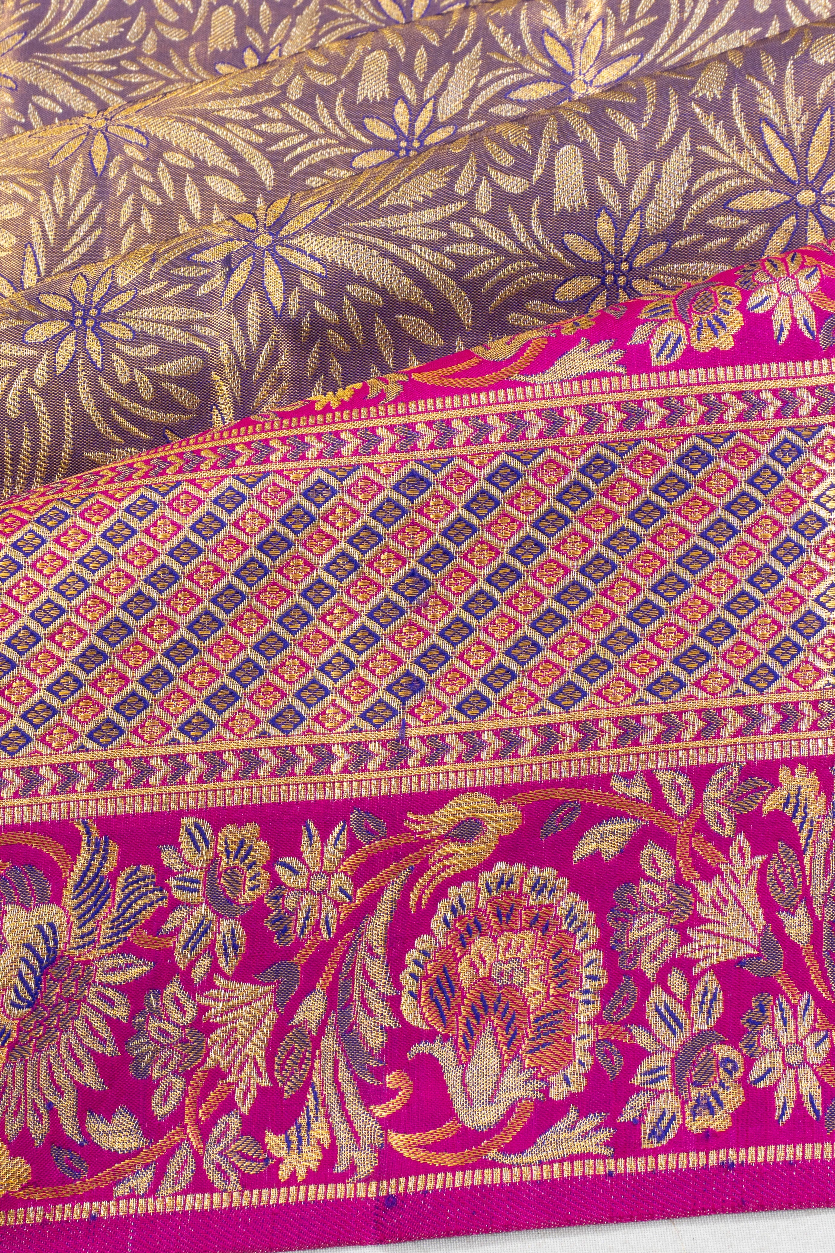 Taranga Kanchi Silk Tissue Brocade Violet Saree