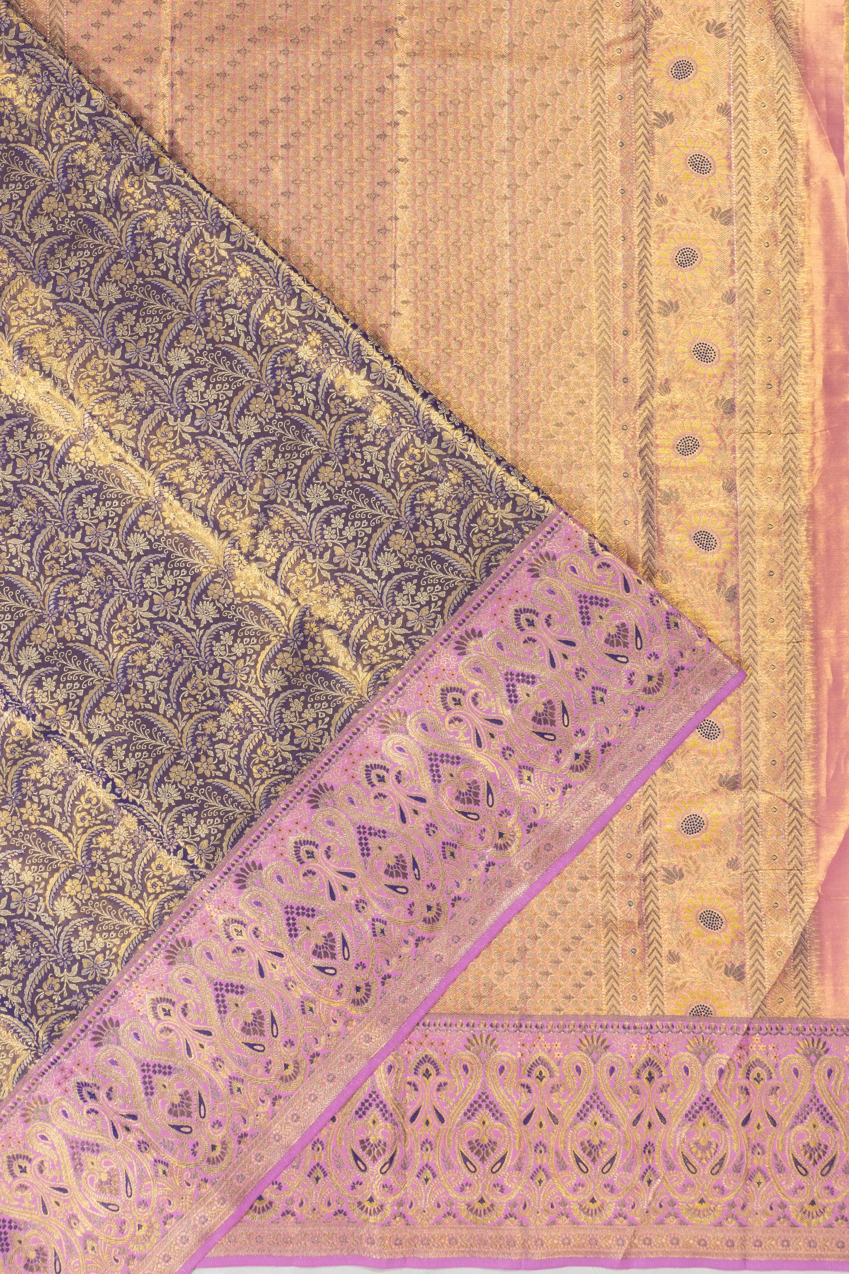 Taranga Kanchi Silk Tissue Brocade Violet Saree