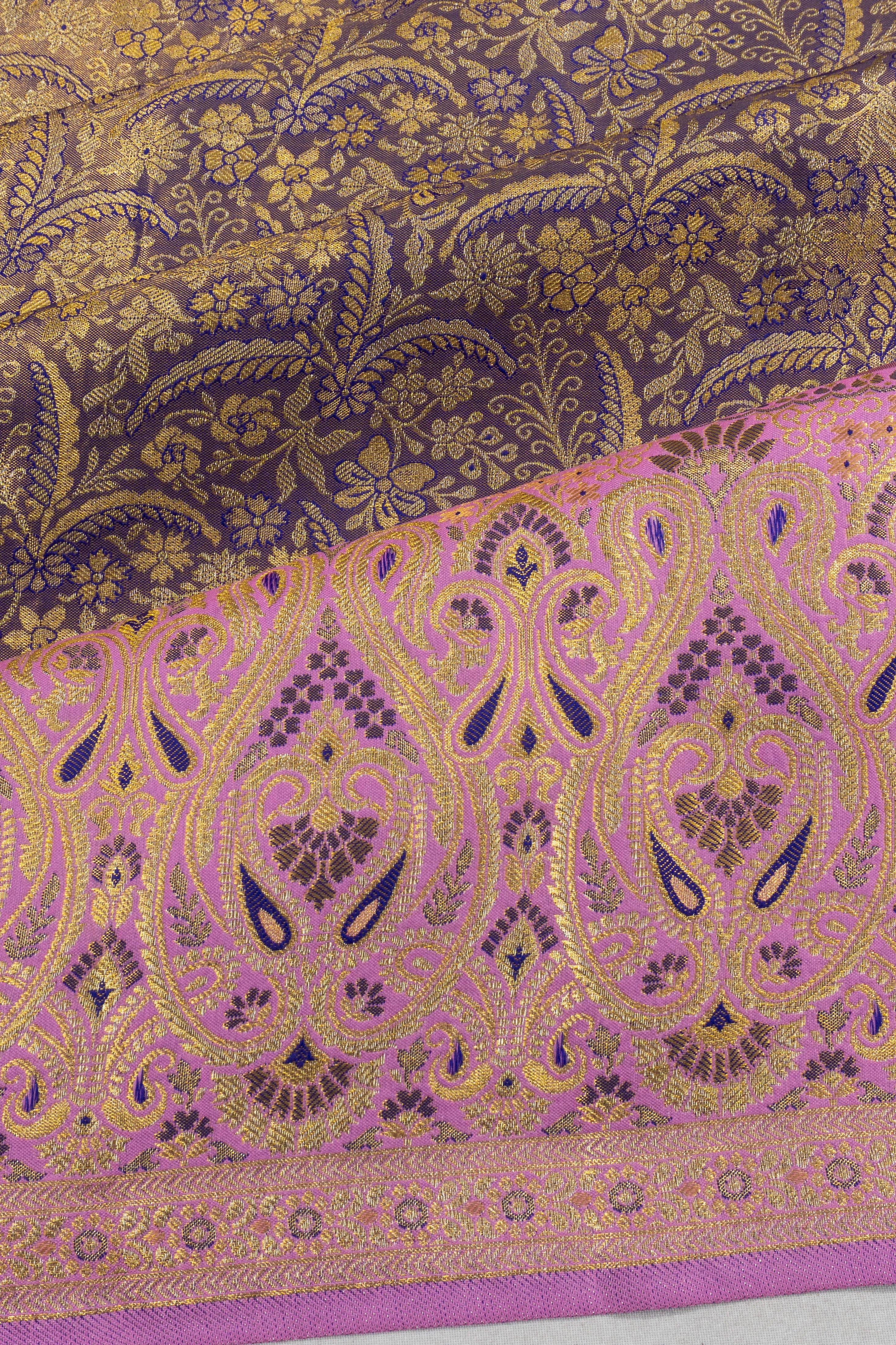 Taranga Kanchi Silk Tissue Brocade Violet Saree