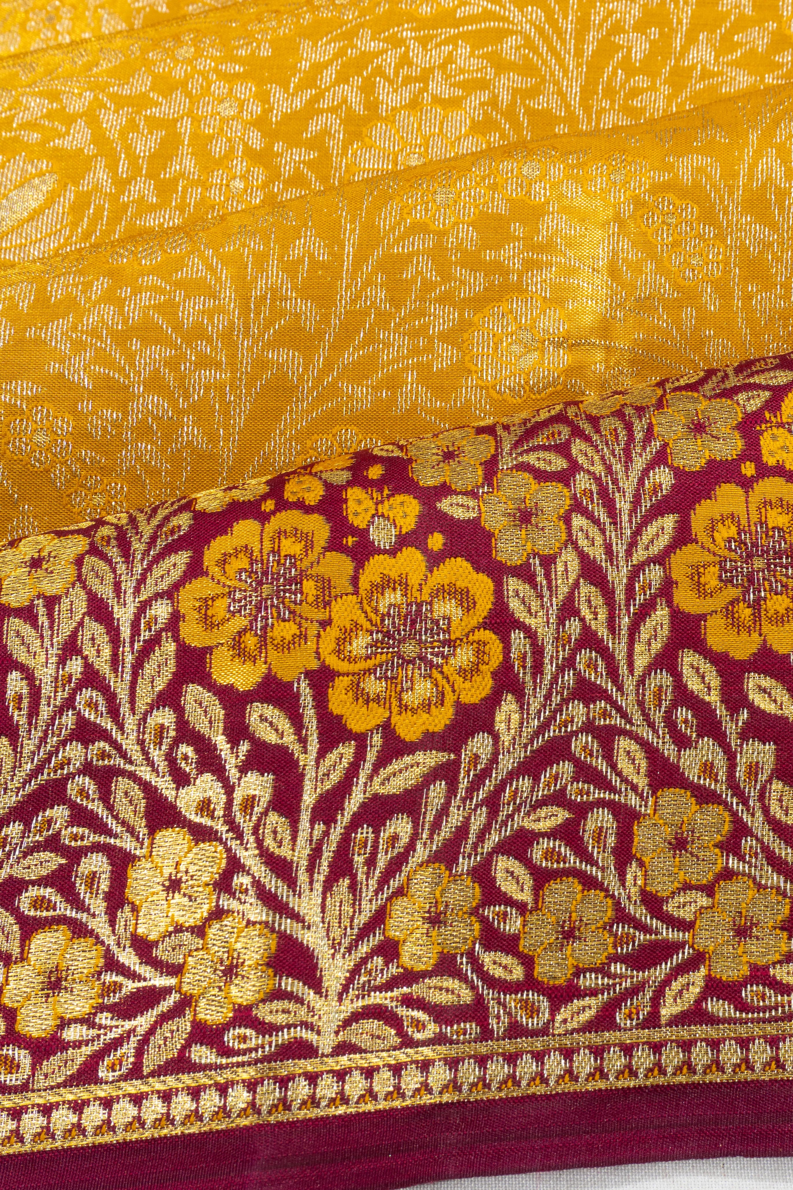 Taranga Kanchi Silk Tissue Brocade Gold Saree