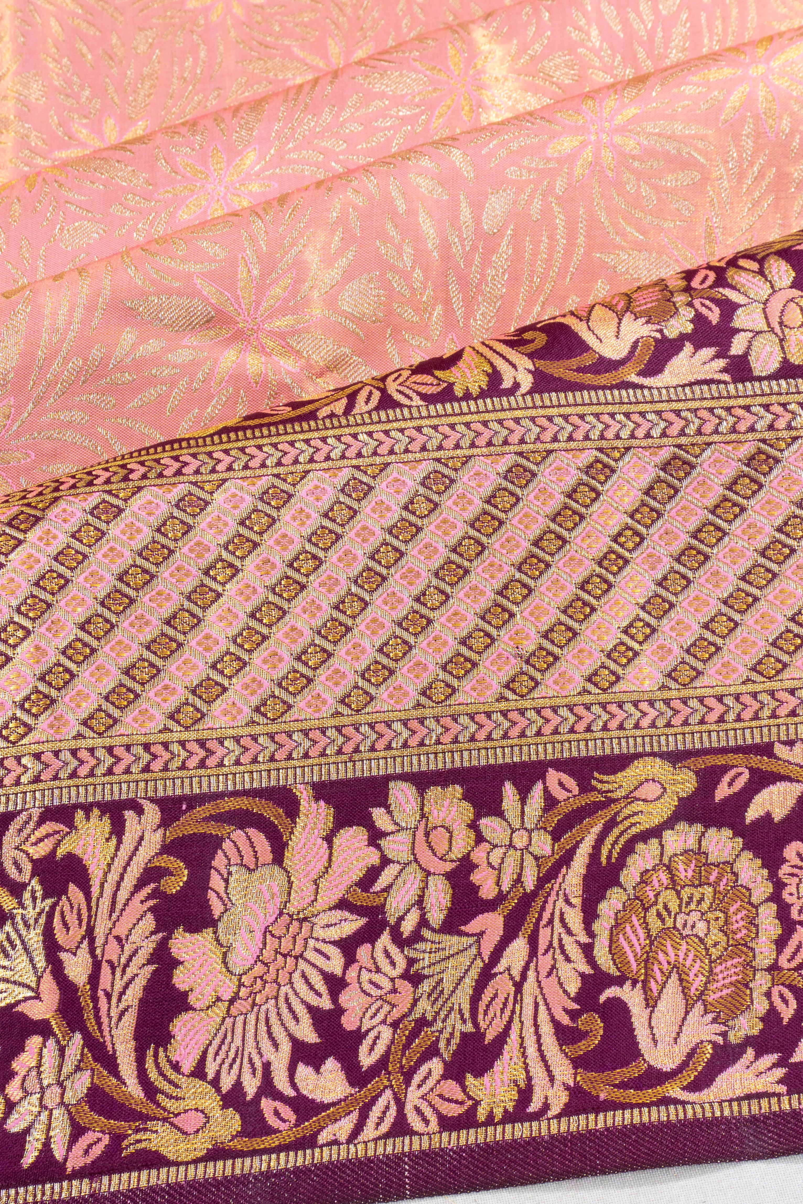 Taranga Kanchi Silk Tissue Brocade Baby Pink Saree