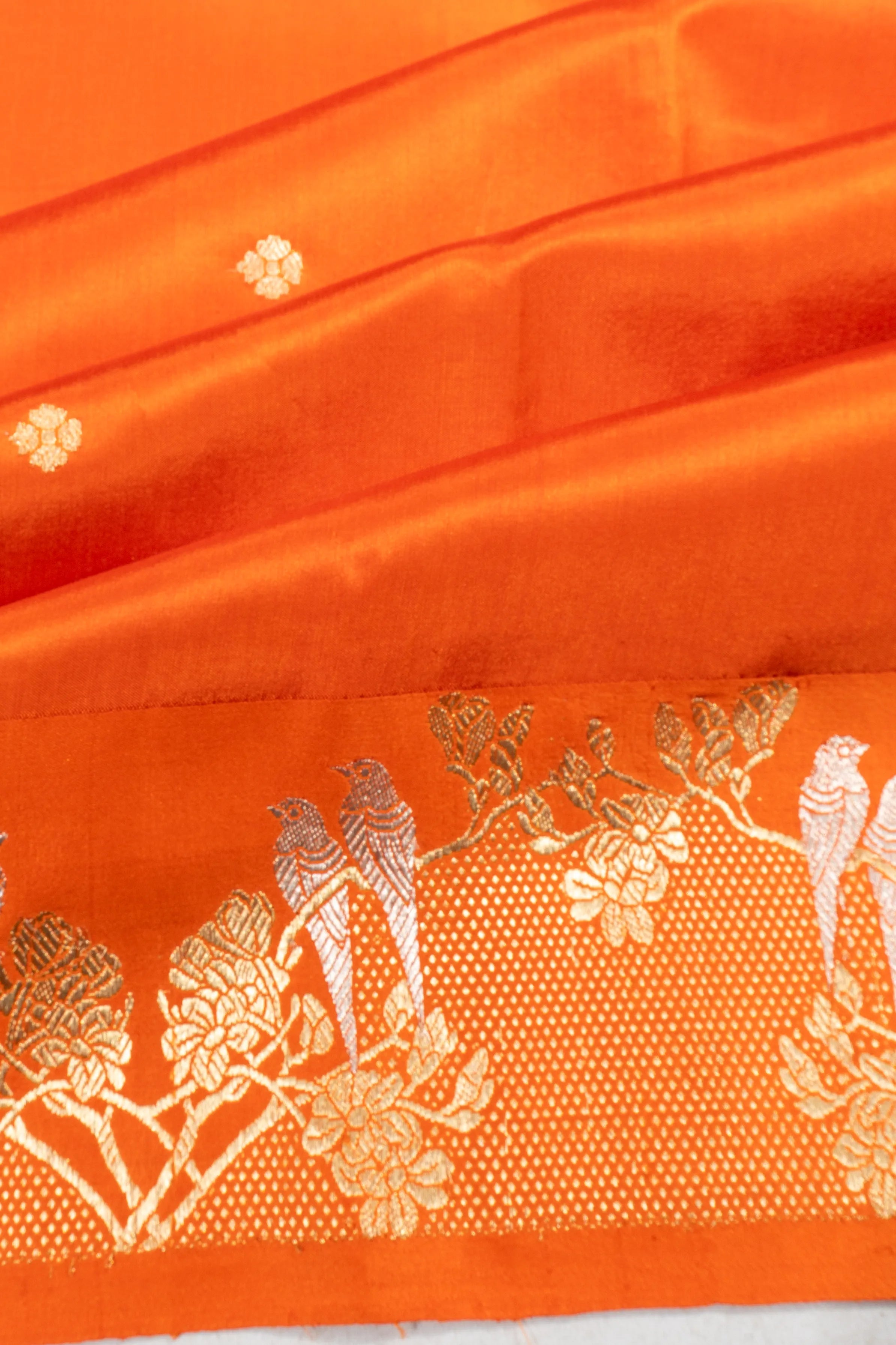 Banarasi Silk Butta Orange Saree
