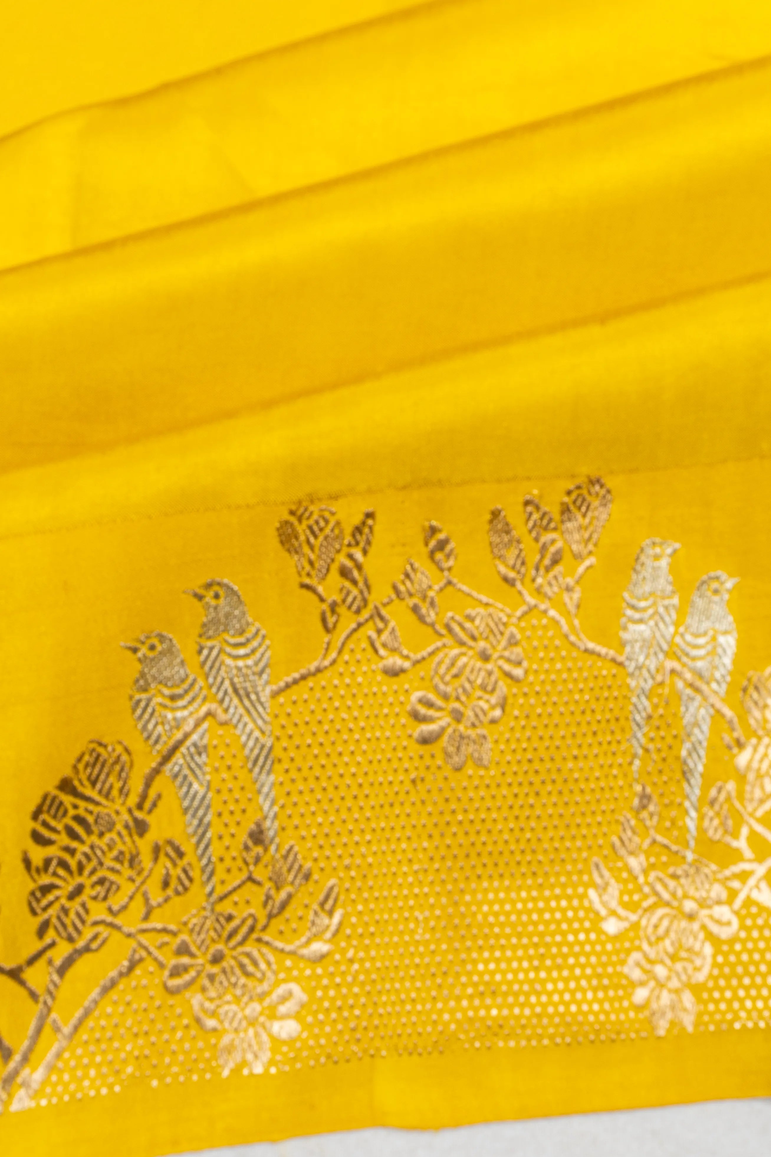 Banarasi Silk Butta Yellow Saree