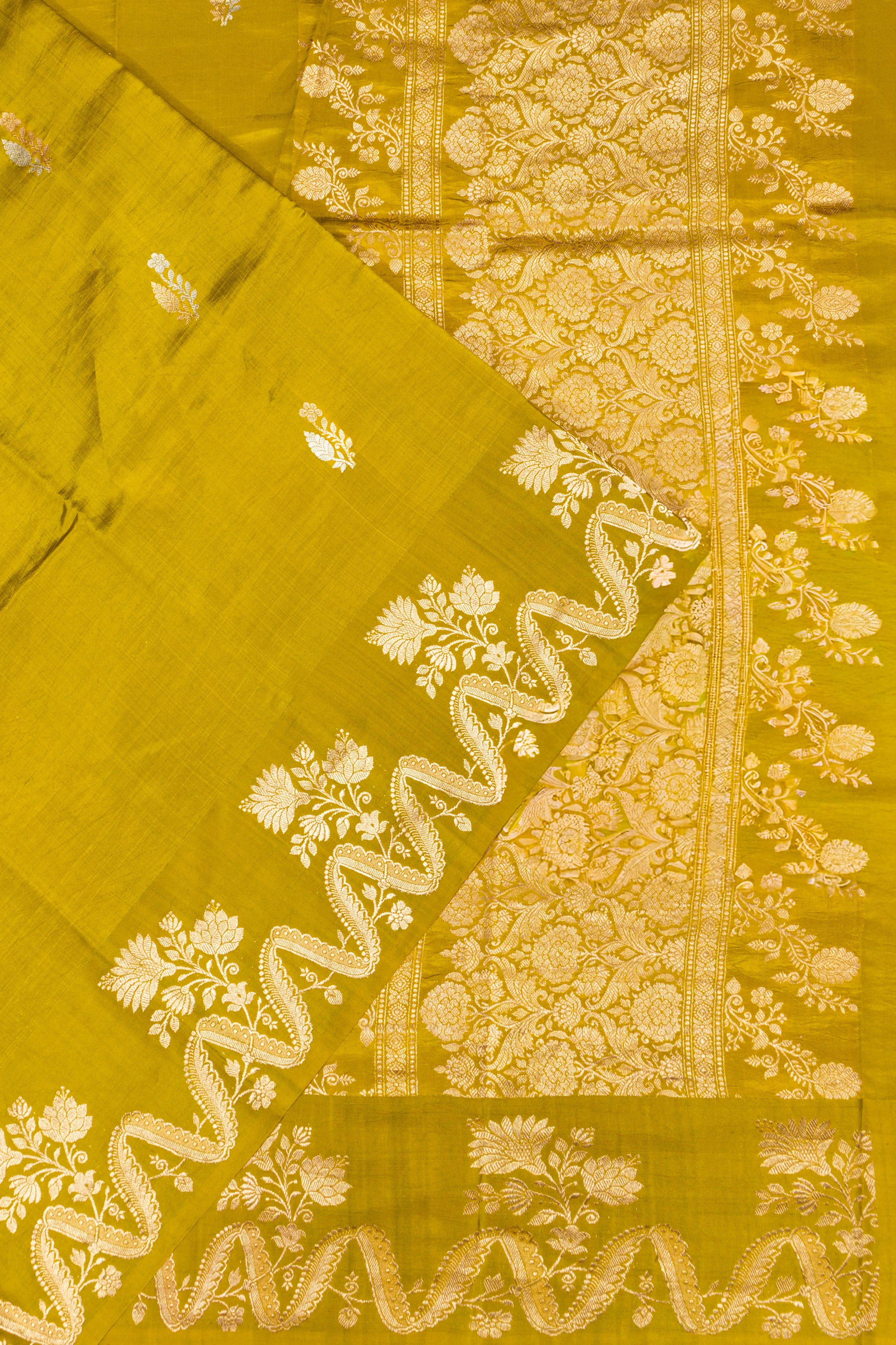 Banarasi Katan Silk Butta Green Saree