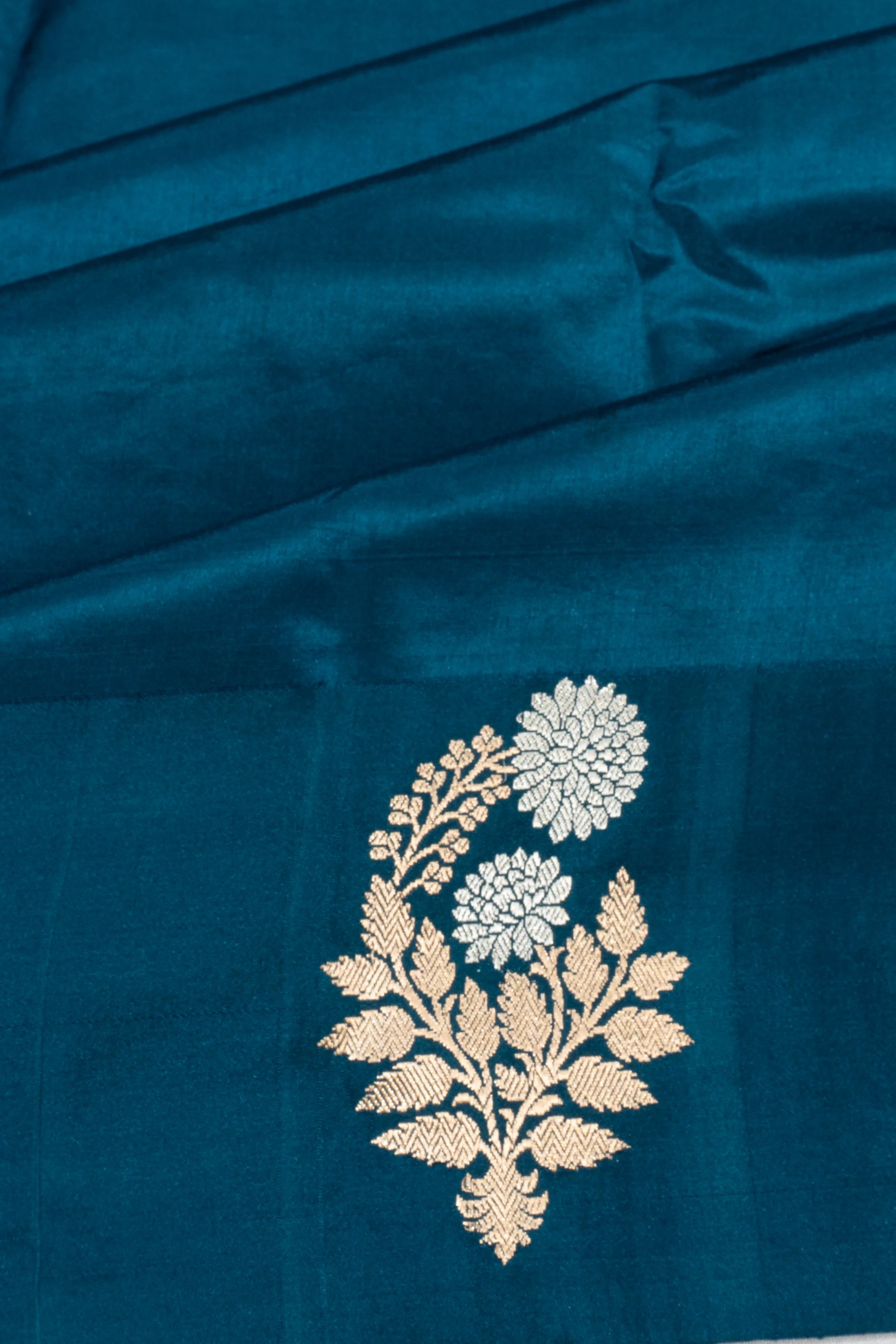 Banarasi Katan Silk Butta Teal Blue Saree