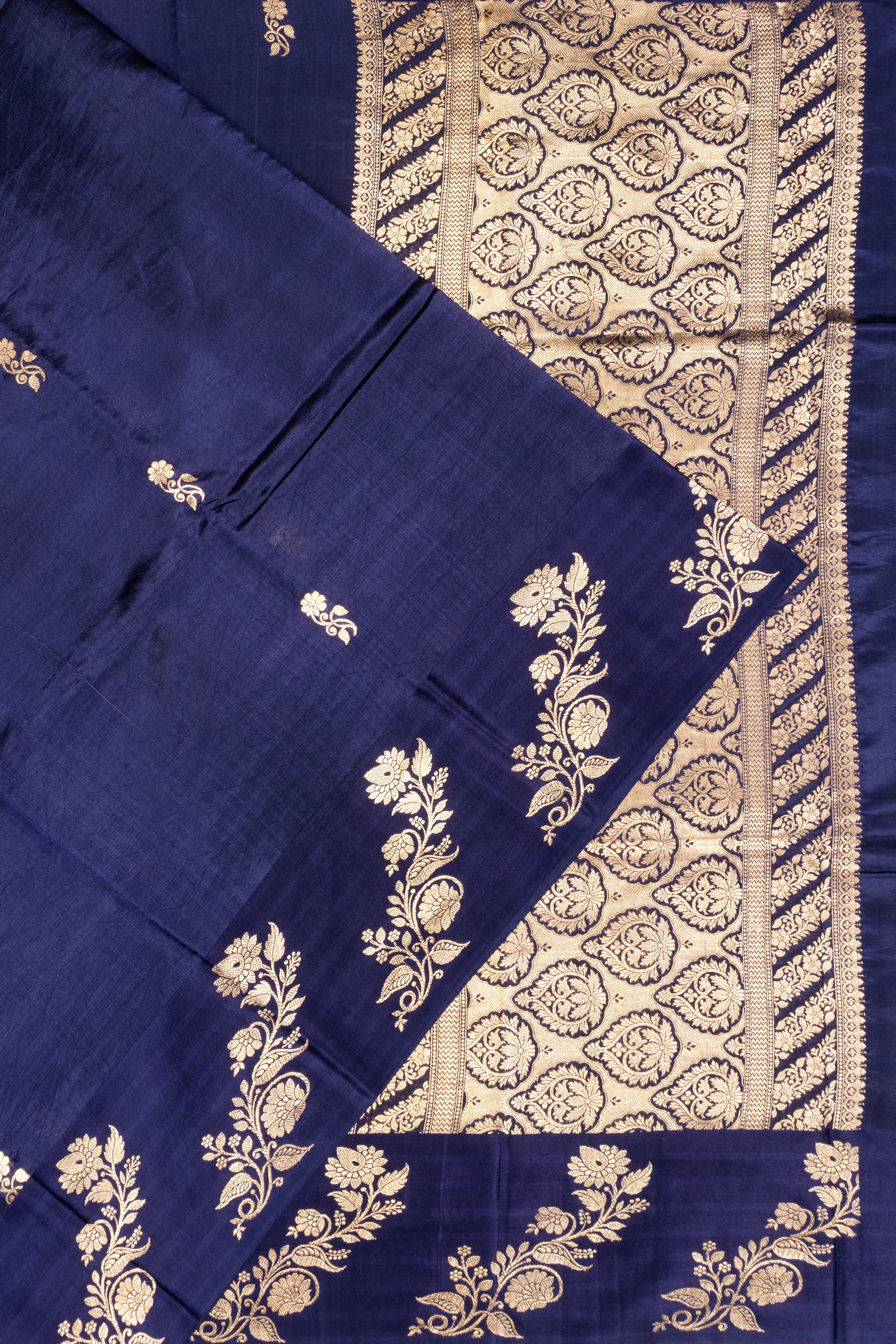 Banarasi Katan Silk Butta Dark Blue Saree