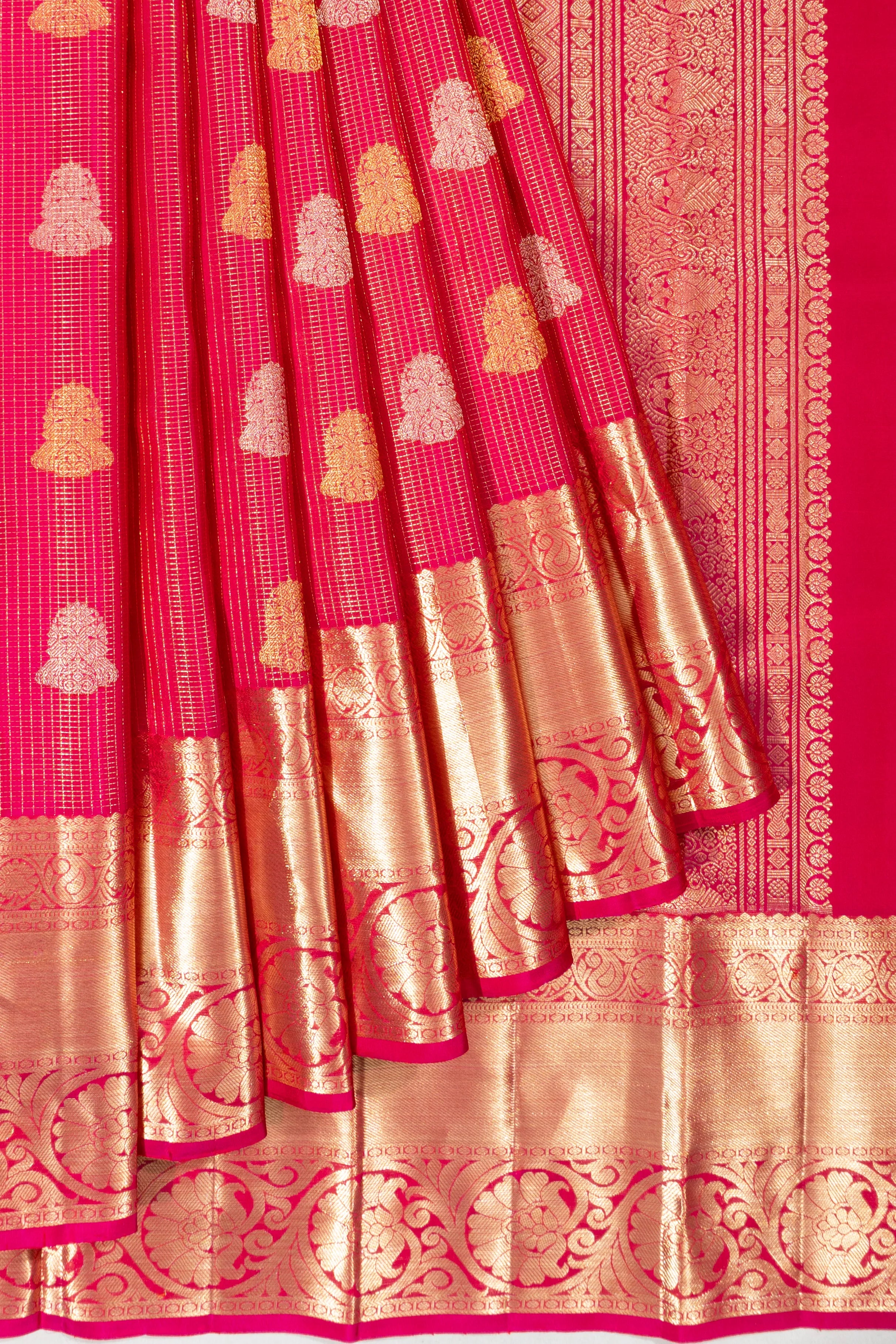 Taranga Kanchi Silk Checks And Butta Pink Saree