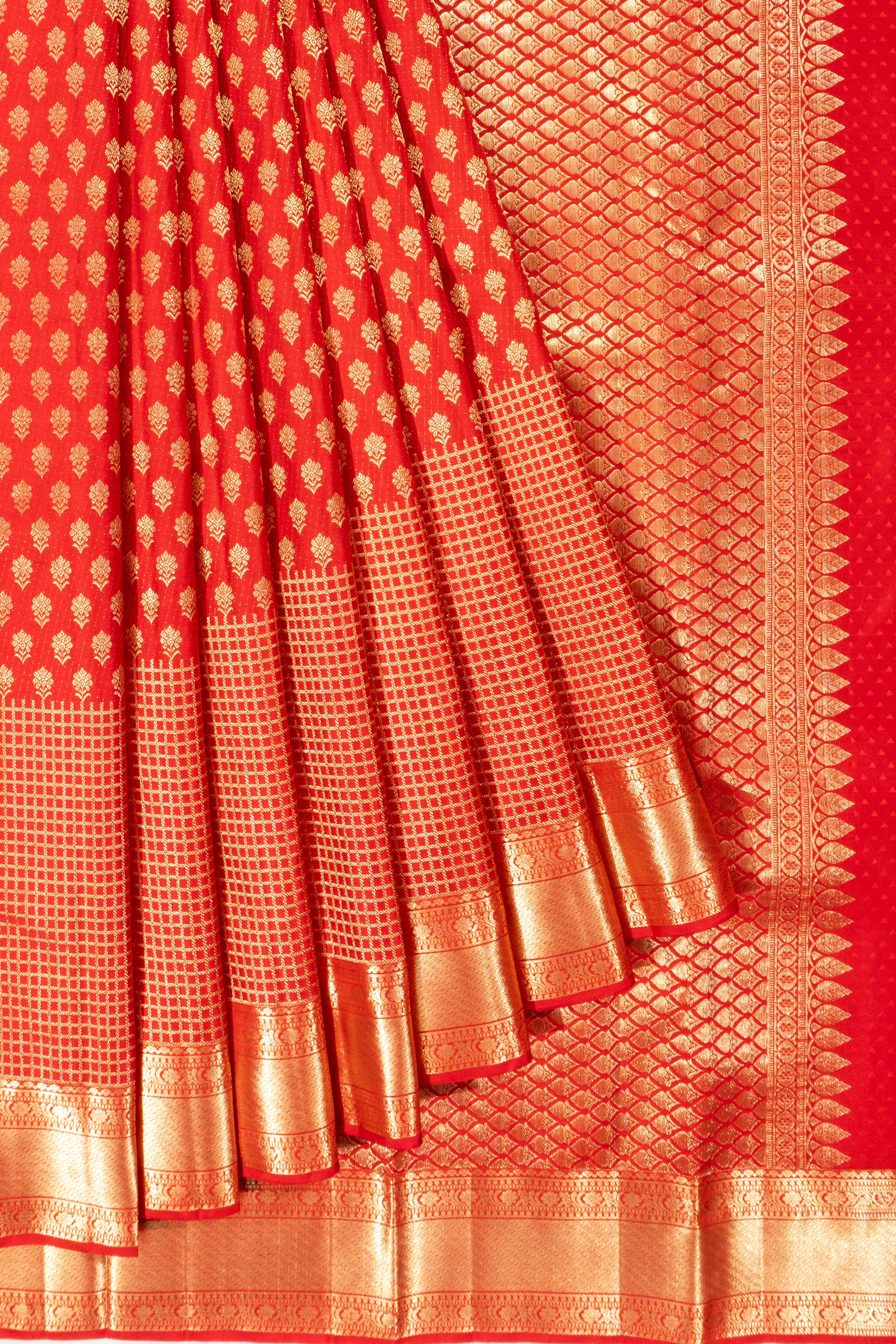 Taranga Kanchi Silk Brocade Red Saree