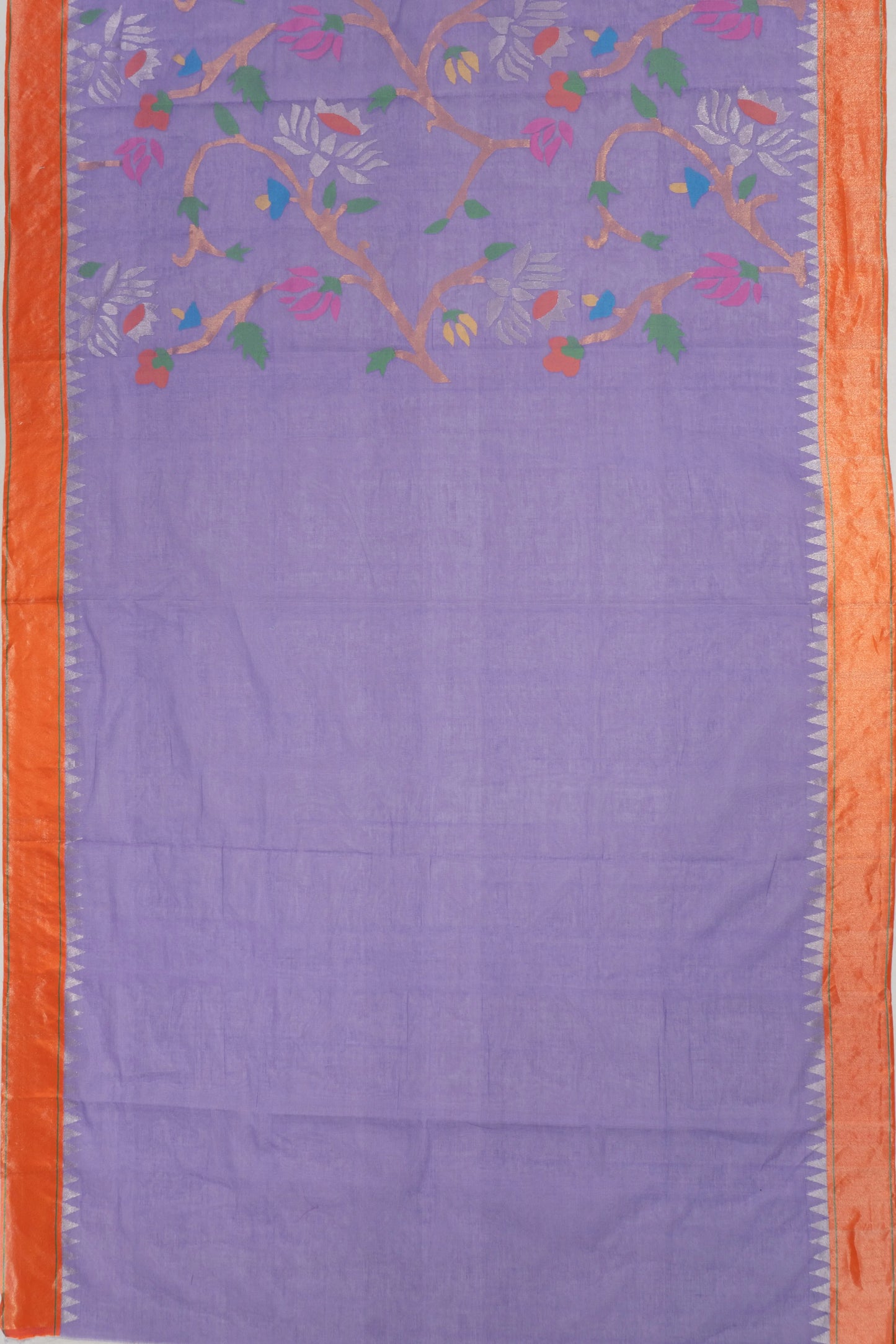 Ponduru Handspun Cotton All Over Jamdani Jaal Violet Saree