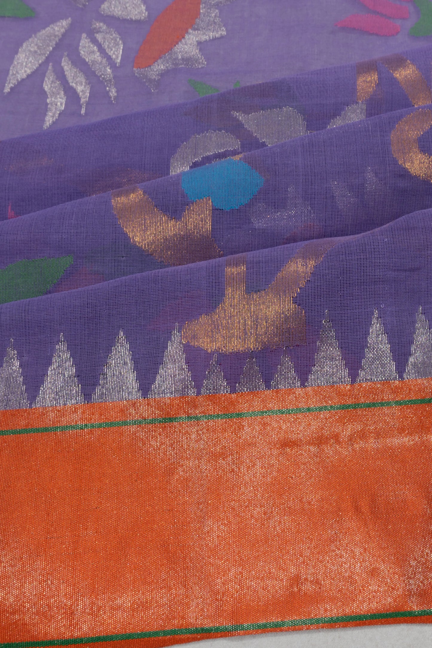 Ponduru Handspun Cotton All Over Jamdani Jaal Violet Saree