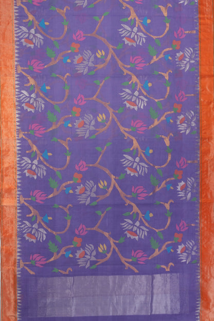 Ponduru Handspun Cotton All Over Jamdani Jaal Violet Saree