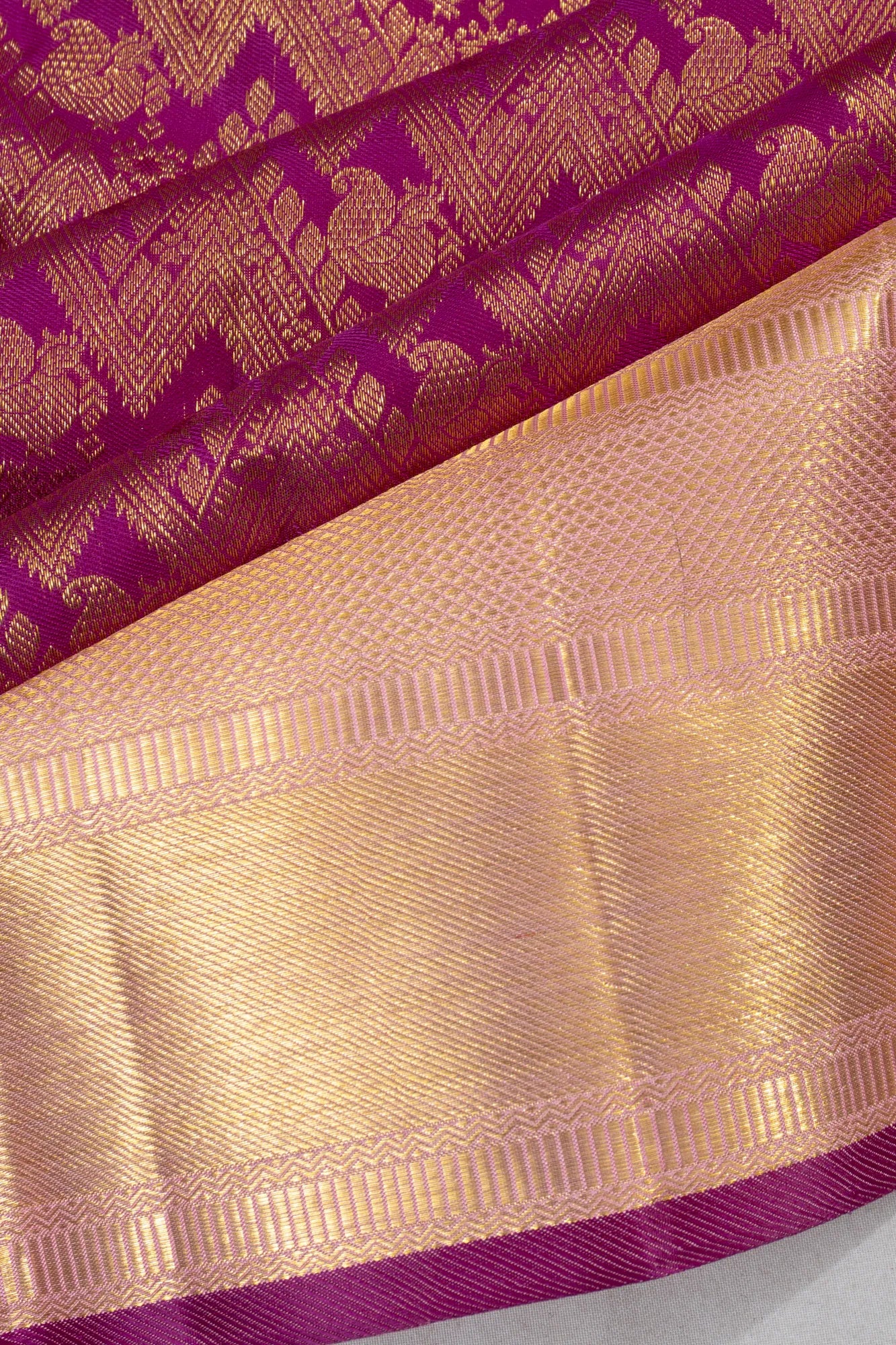 Kanchipuram Silk Brocade Pink Saree
